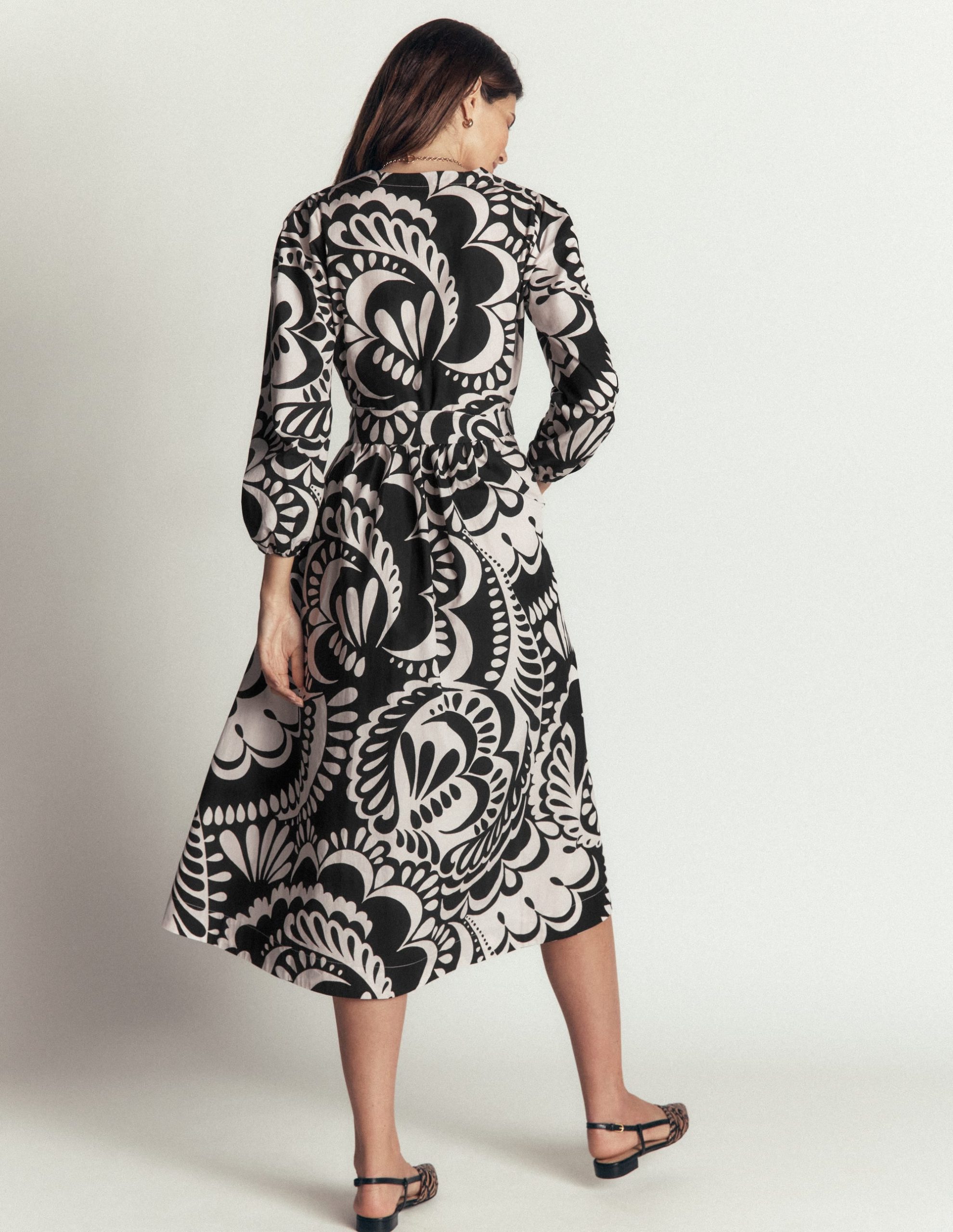 Nicola Cotton Midi Dress-Black. Flourishing Medley - Image 3
