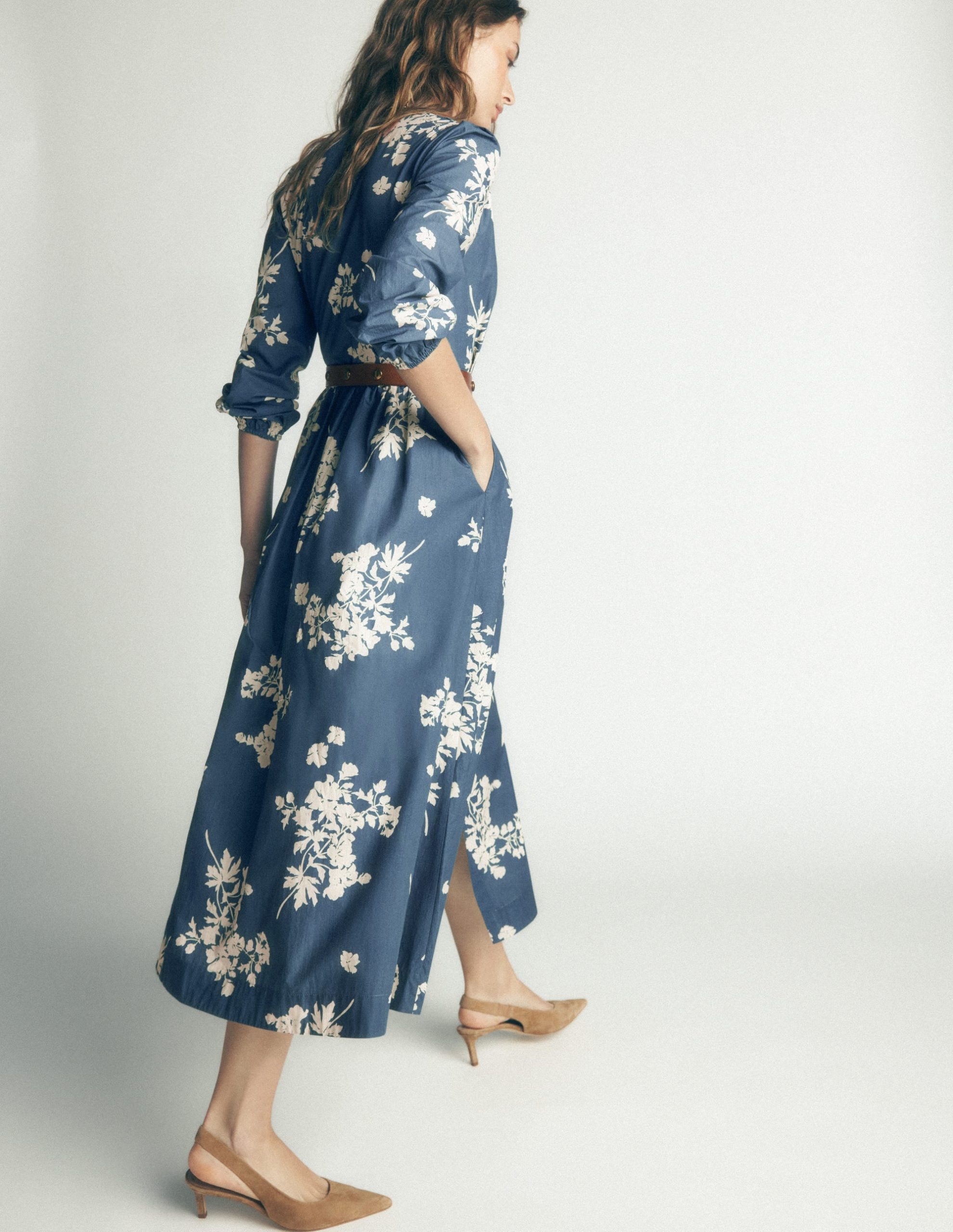 Nicola Cotton Midi Dress-Blue. Flecked Bunch - Image 4