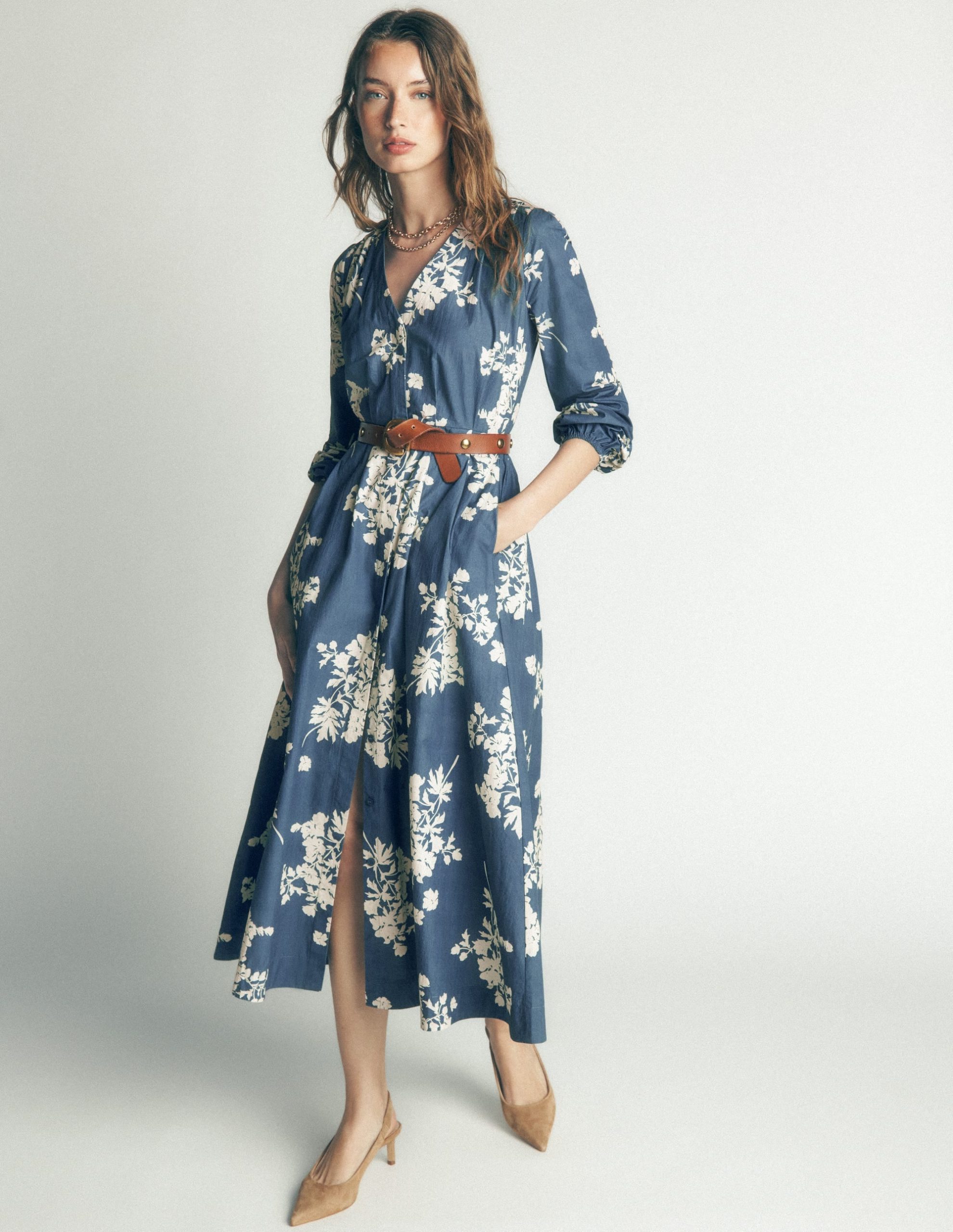 Nicola Cotton Midi Dress-Blue. Flecked Bunch - Image 5