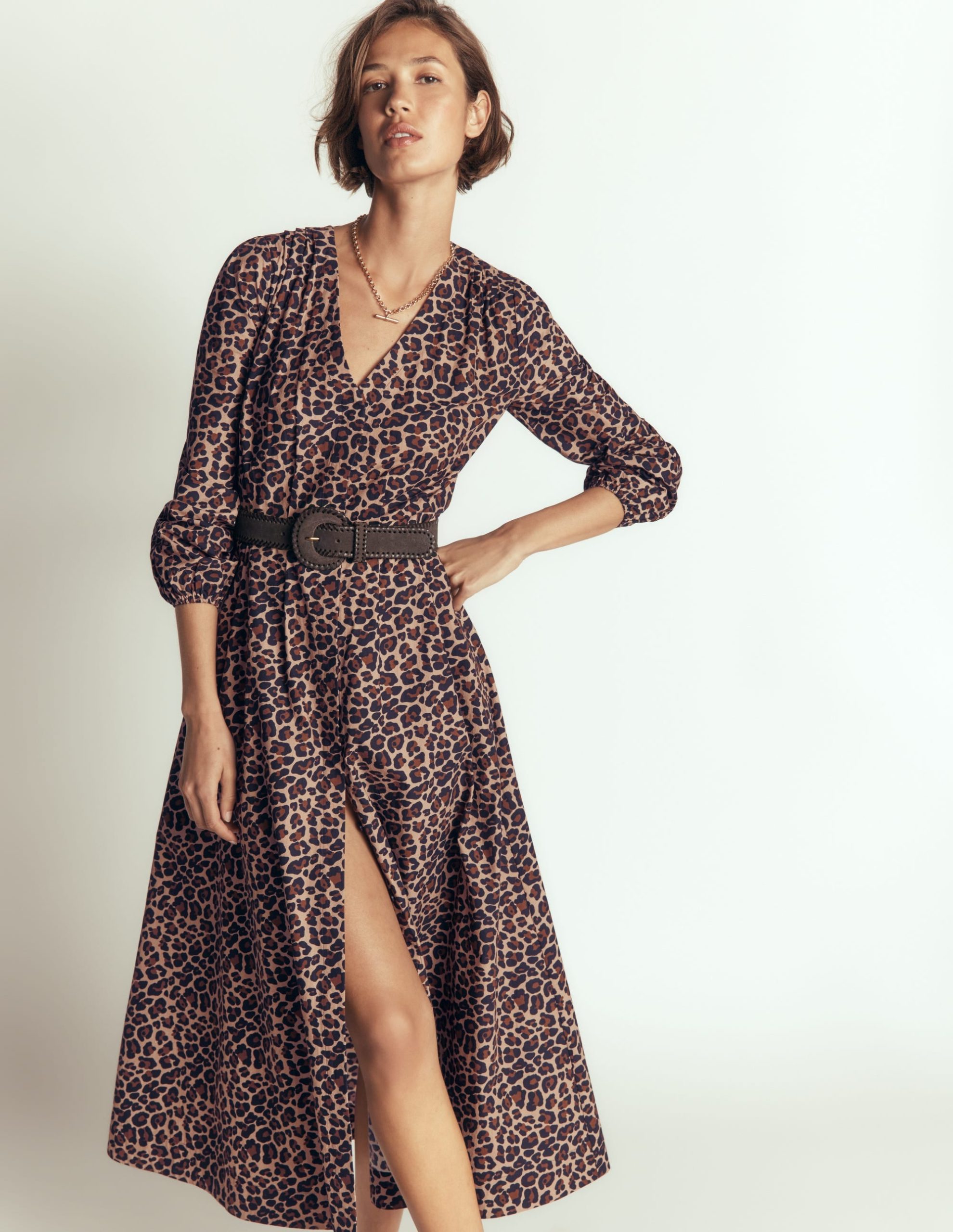 Nicola Cotton Midi Dress-Camel. Animal Fields - Image 2