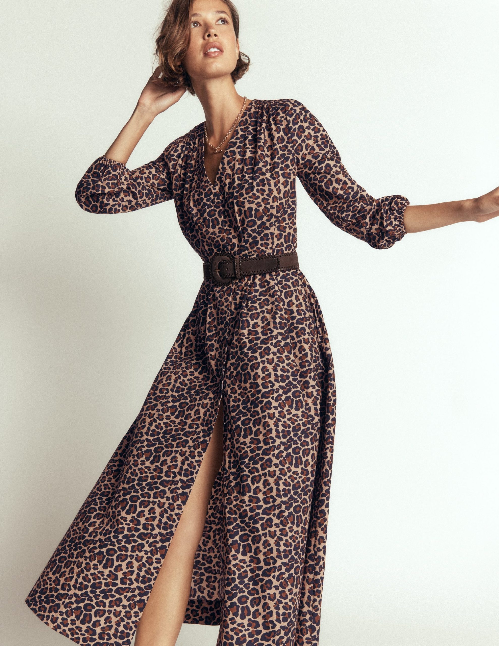 Nicola Cotton Midi Dress-Camel. Animal Fields - Image 4