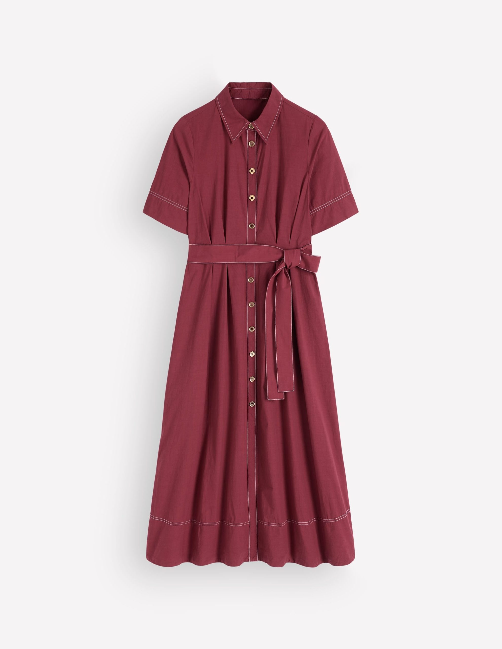 Sarah Cotton Midi Shirt Dress-Rich Chestnut - Image 6