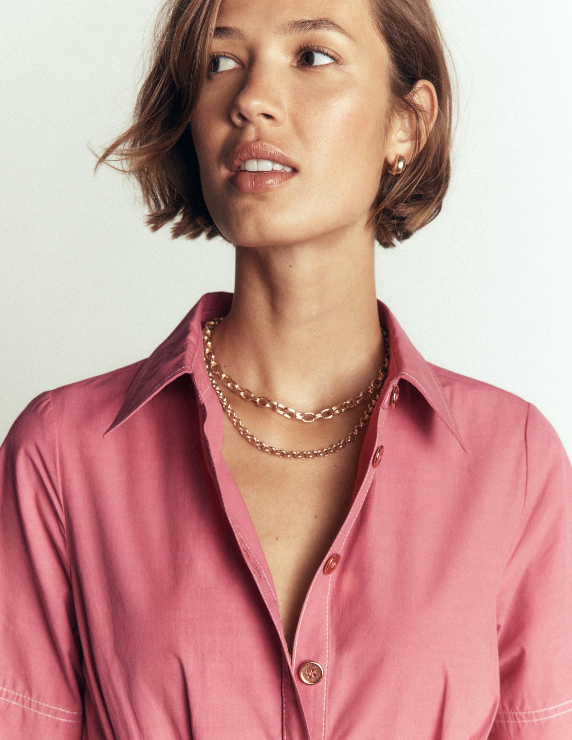 Sarah Cotton Midi Shirt Dress-Pink Heather - Image 2