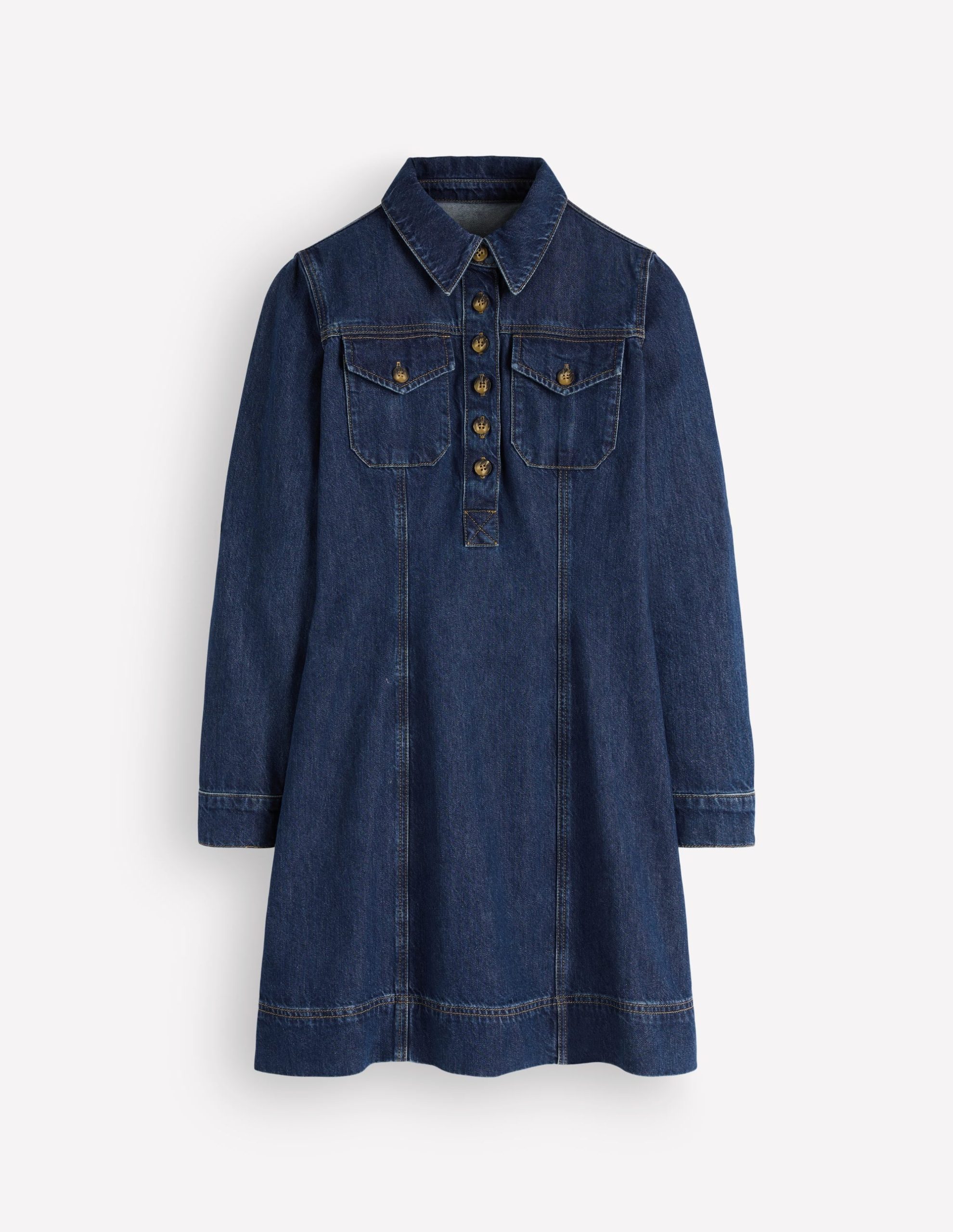 Fleur Denim Short Dress-Mid Vintage Denim - Image 6