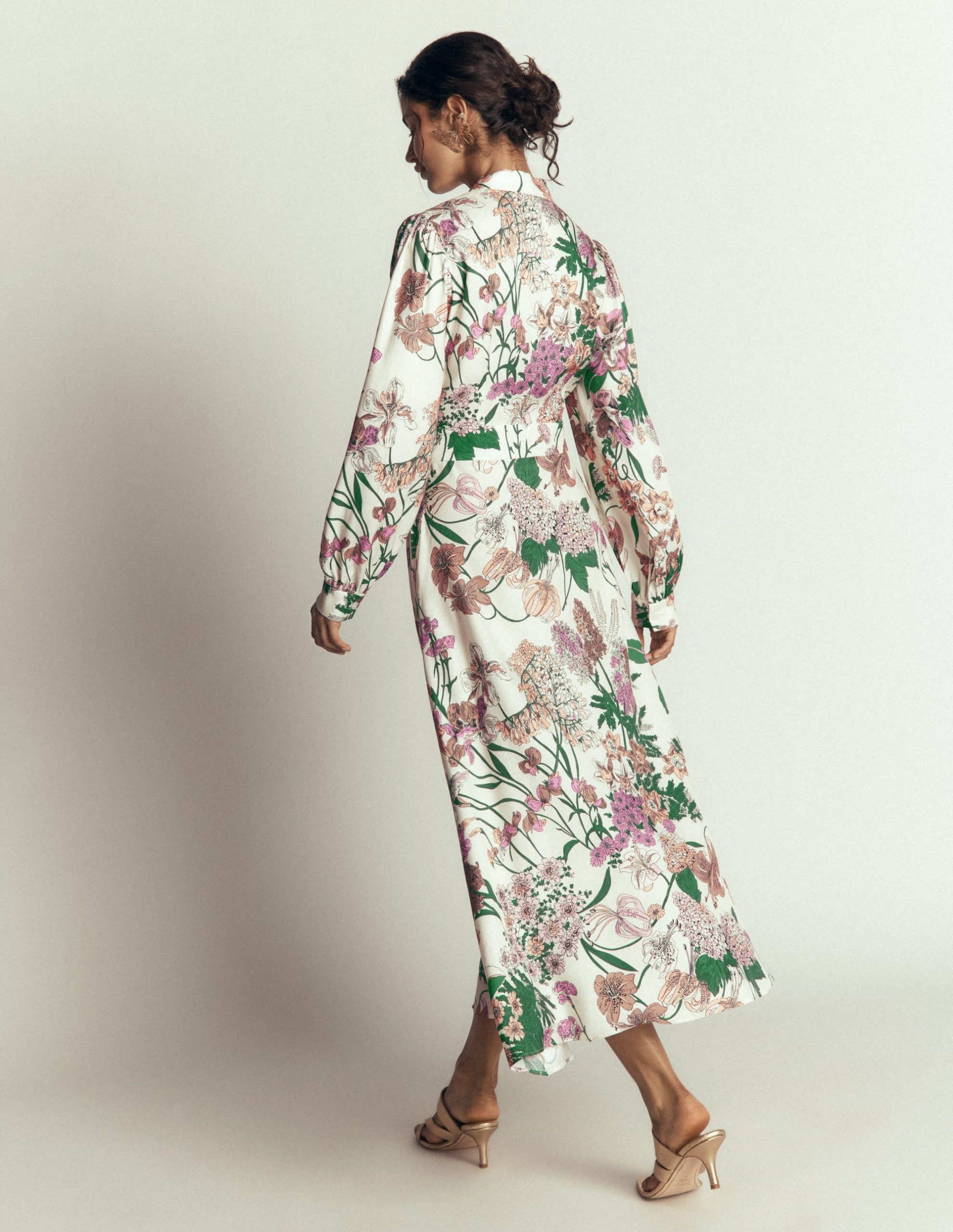 Bow Detail Shirt Dress-Ivory. Whimsical Flora - Image 3