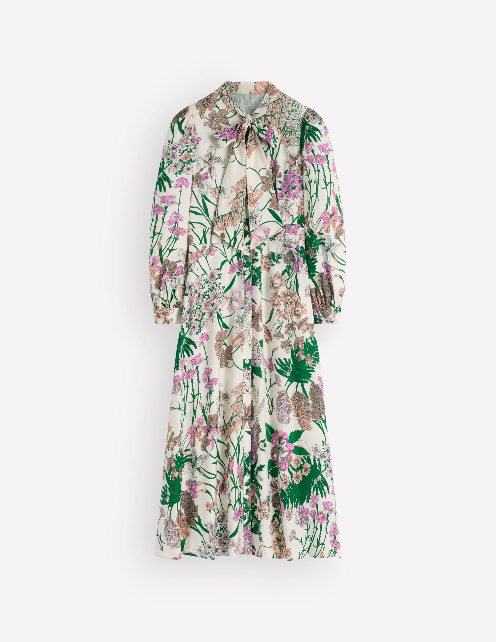 Bow Detail Shirt Dress-Ivory. Whimsical Flora - Image 6