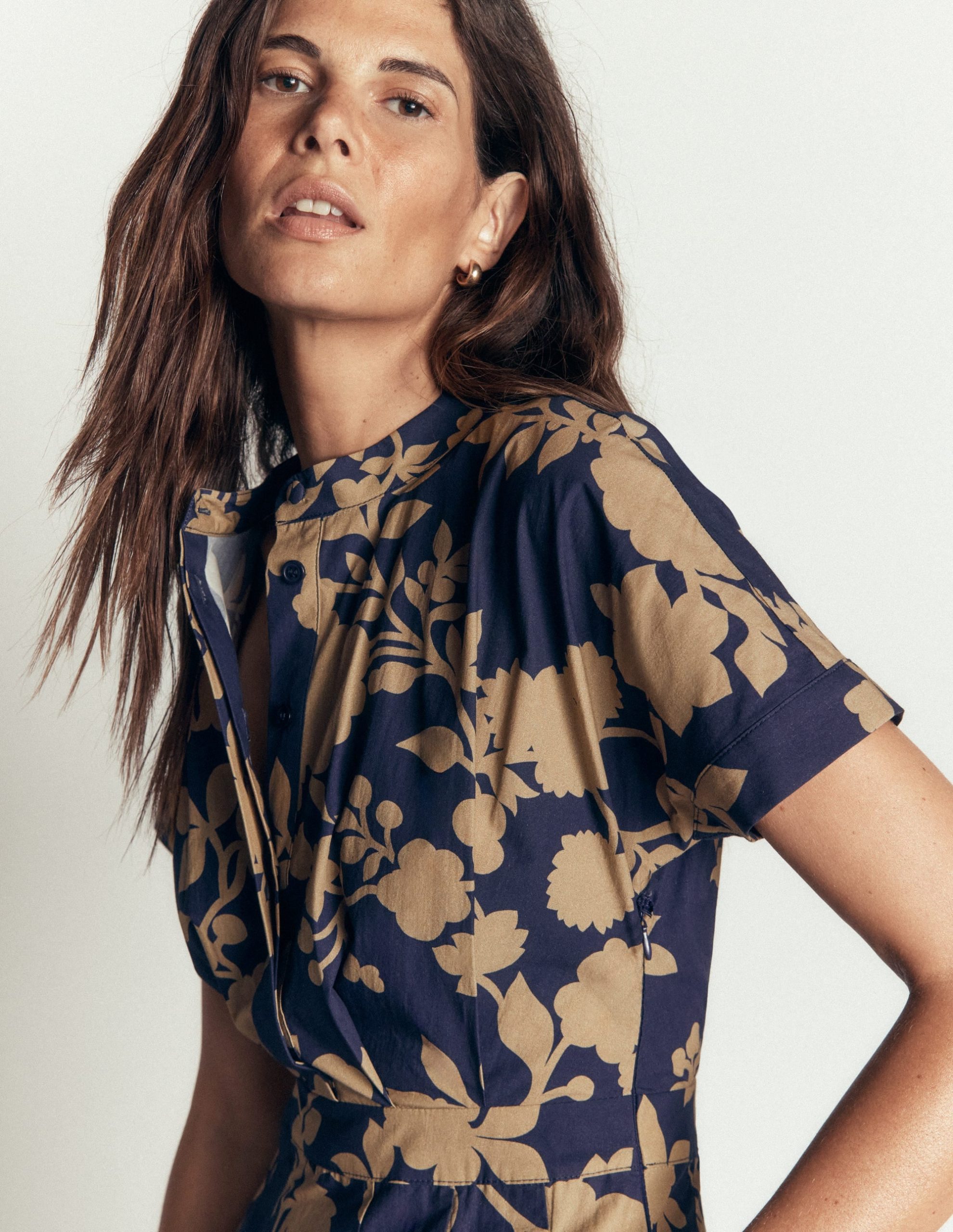 Grown On Sleeve Midi Dress-French Navy. Bouquet Breeze - Image 2