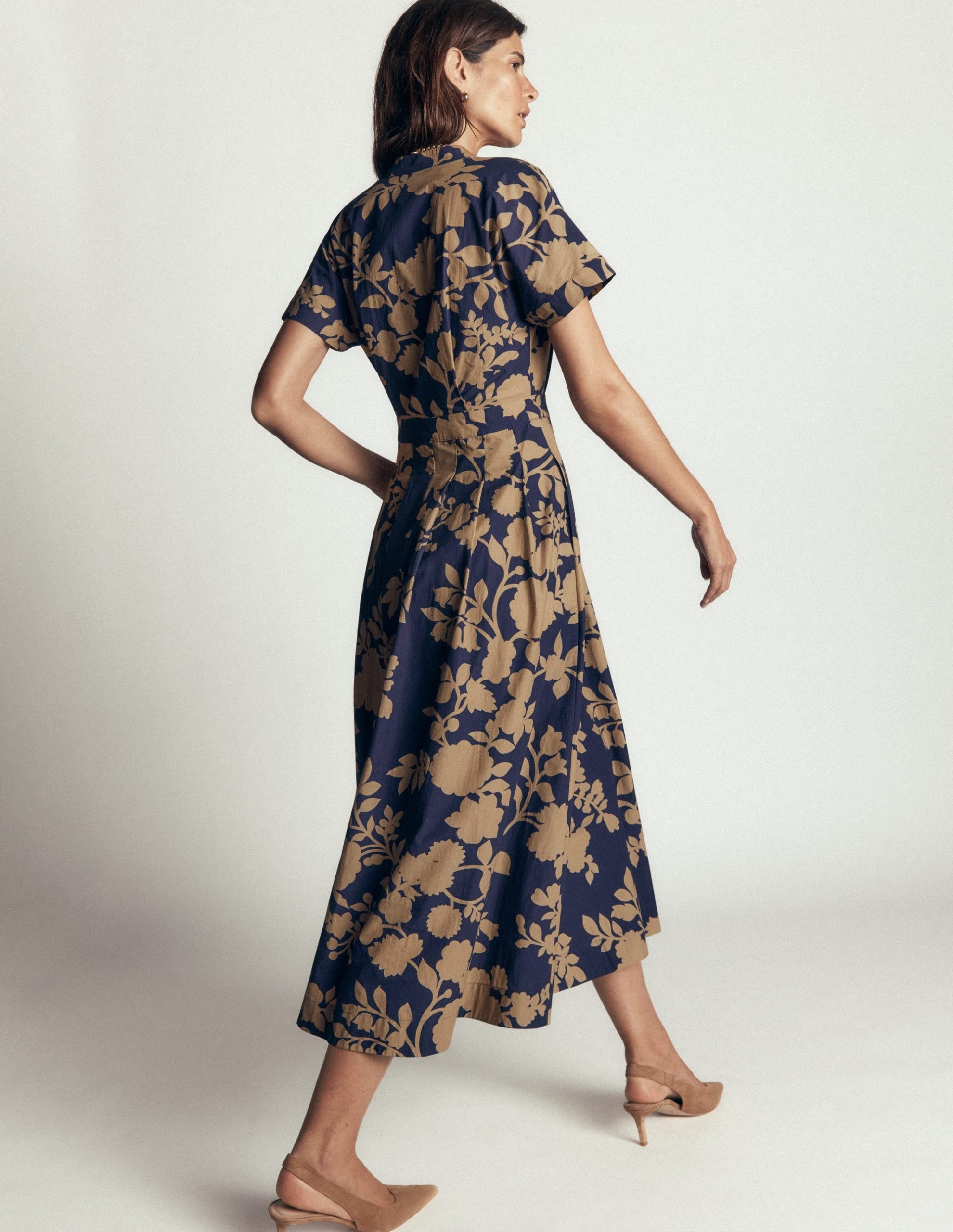 Grown On Sleeve Midi Dress-French Navy. Bouquet Breeze - Image 3