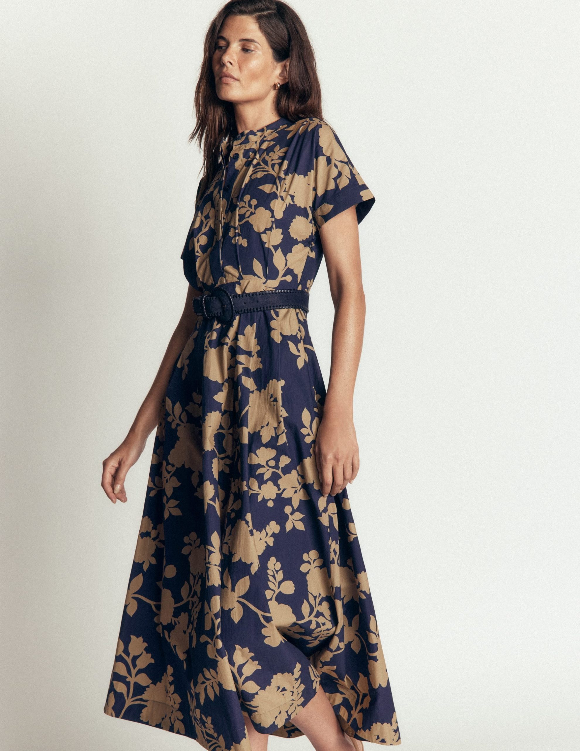 Grown On Sleeve Midi Dress-French Navy. Bouquet Breeze - Image 4