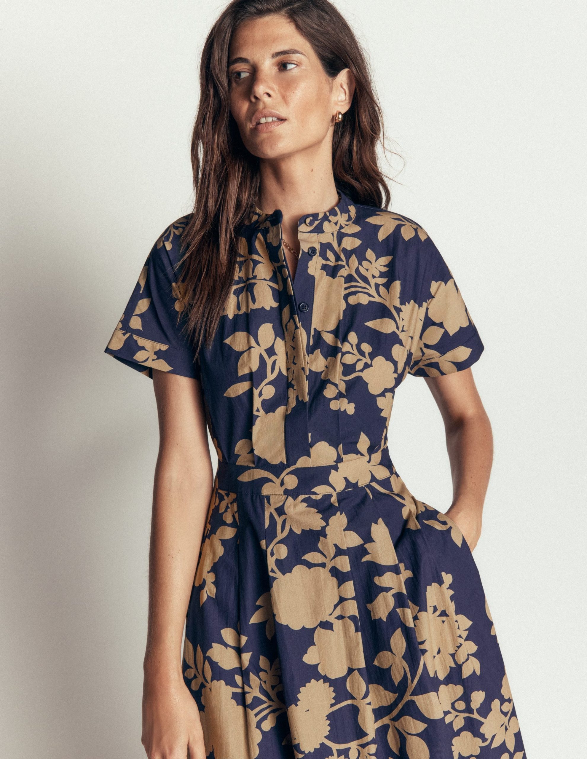 Grown On Sleeve Midi Dress-French Navy. Bouquet Breeze - Image 5