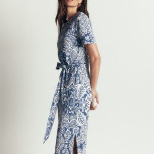 T-Shirt Jersey Midi Dress-Lyons Blue. Arabesque Meadows