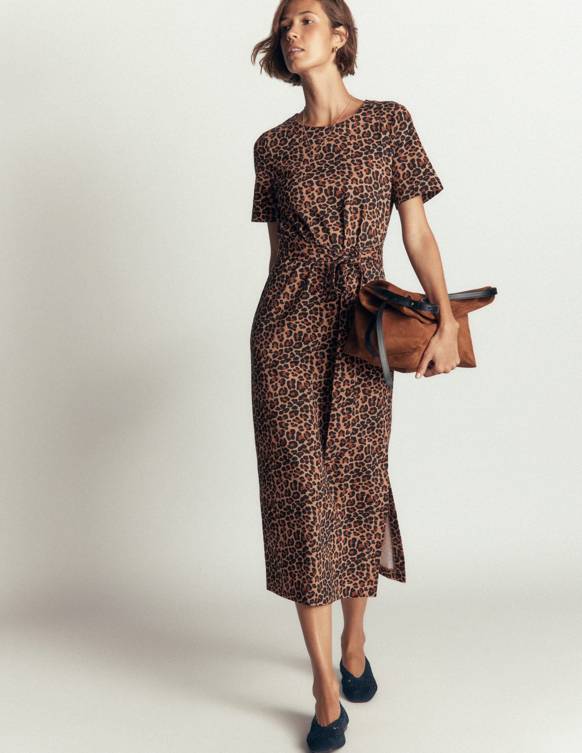 T-Shirt Jersey Midi Dress-Camel. Animal Fields - Image 4