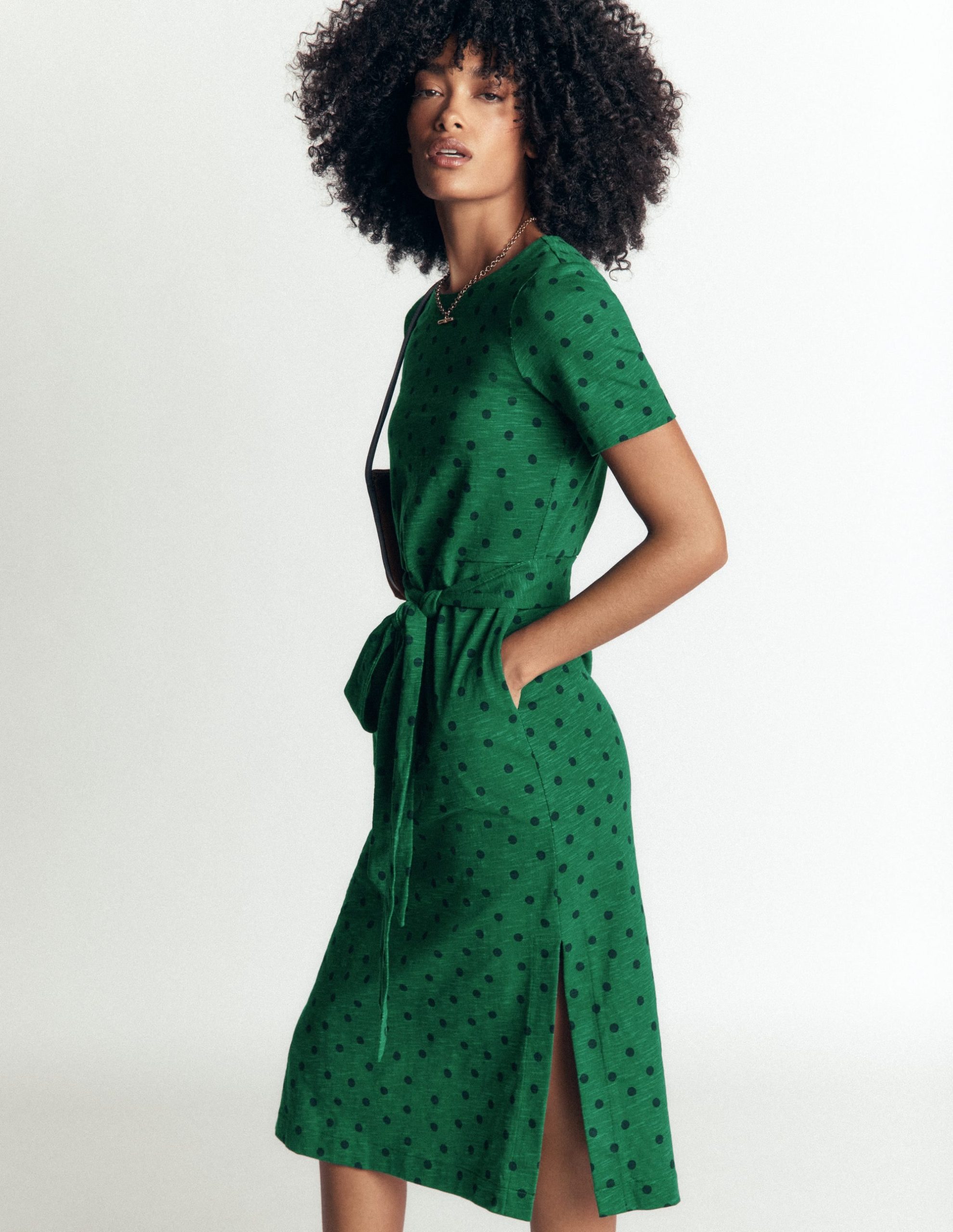 T-Shirt Jersey Midi Dress-Hunter Green. Boden Spot - Image 2