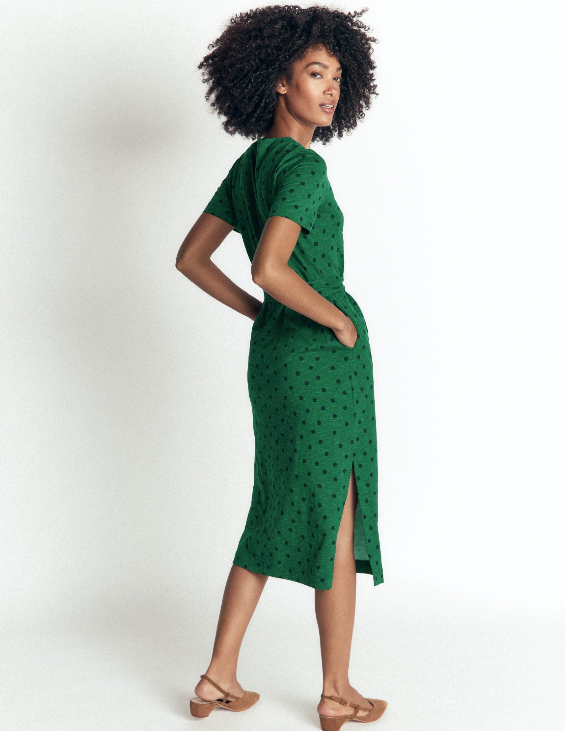 T-Shirt Jersey Midi Dress-Hunter Green. Boden Spot - Image 3