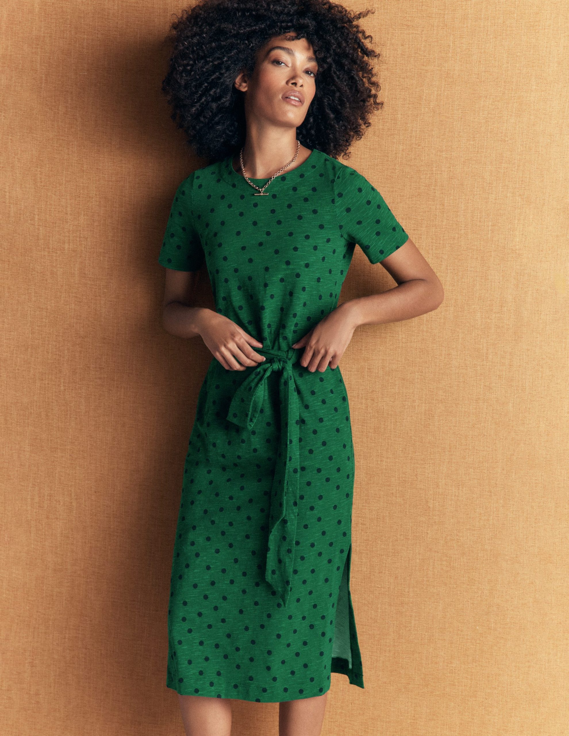 T-Shirt Jersey Midi Dress-Hunter Green. Boden Spot
