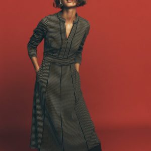 Alex Ponte Contrast Midi Dress-Navy/Camel Texture