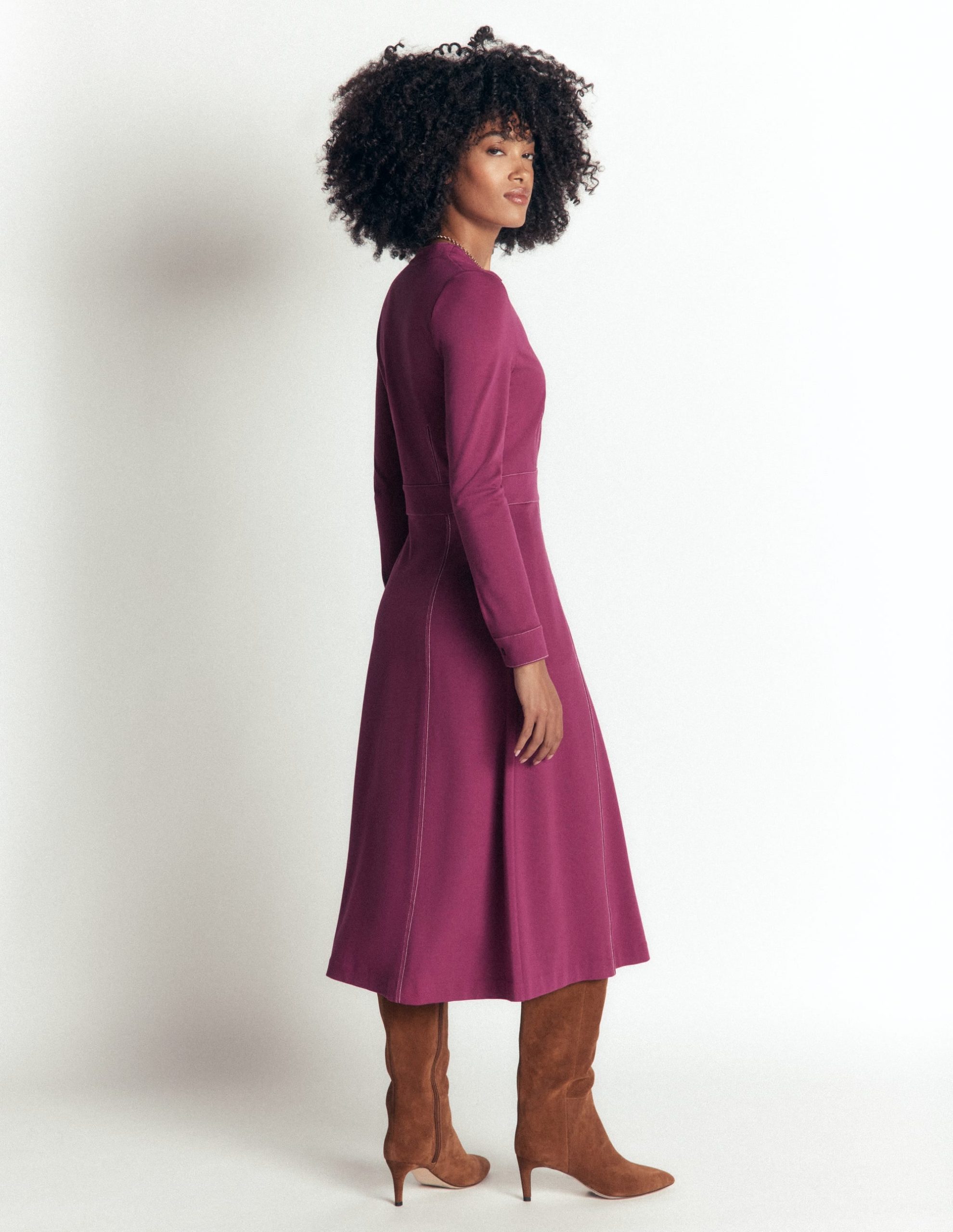 Alex Ponte Contrast Midi Dress-Raspberry Coulis - Image 6