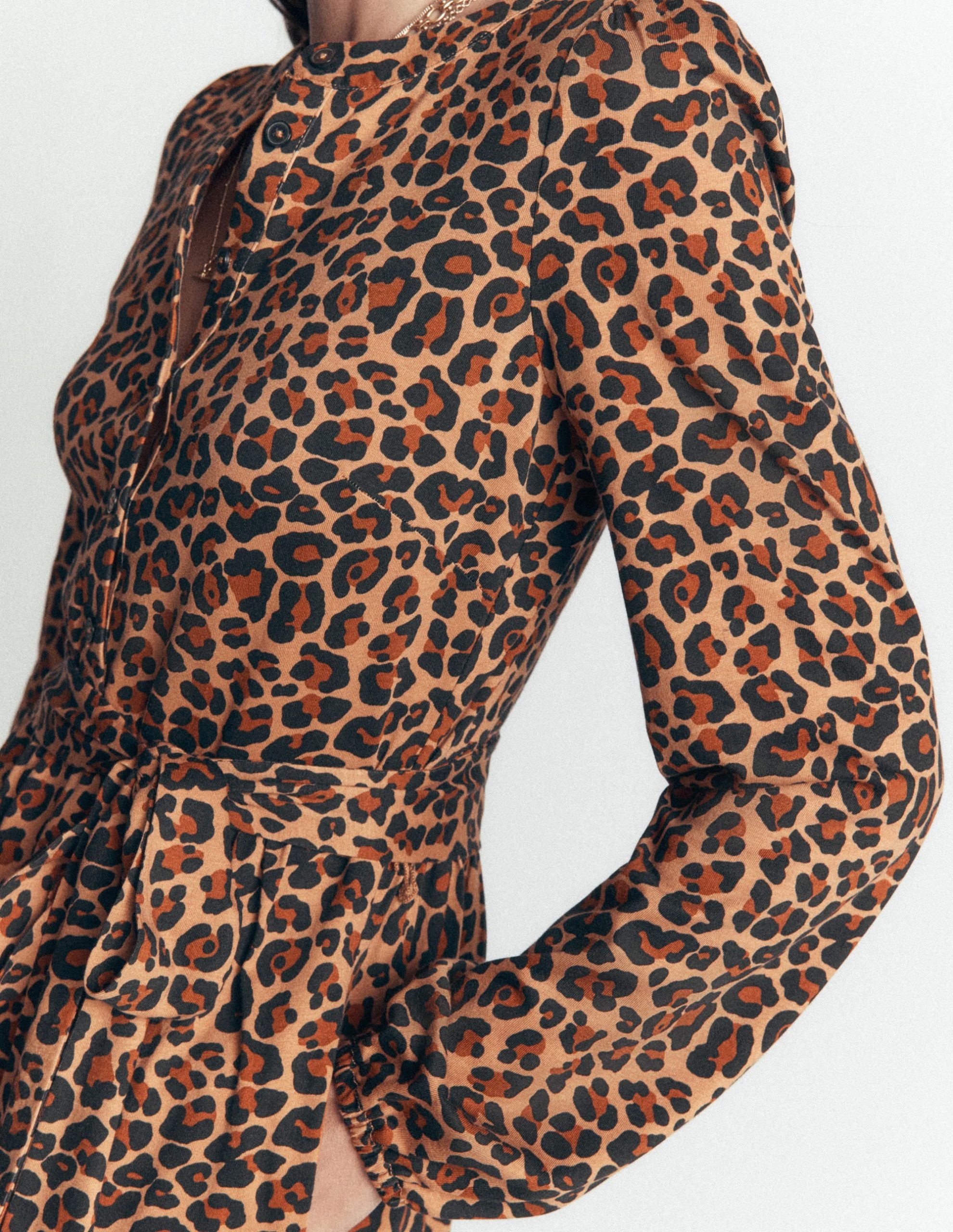 Adele Belted Jersey Dress-Camel. Animal Fields - Image 2