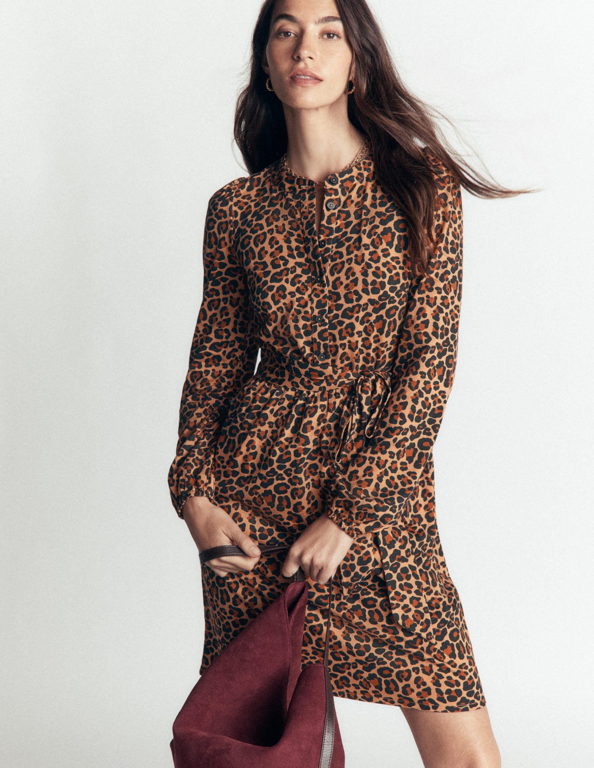 Adele Belted Jersey Dress-Camel. Animal Fields - Image 4