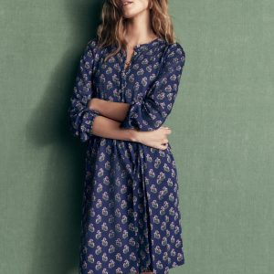 Adele Belted Jersey Dress-College Navy. Ditsy Carnation