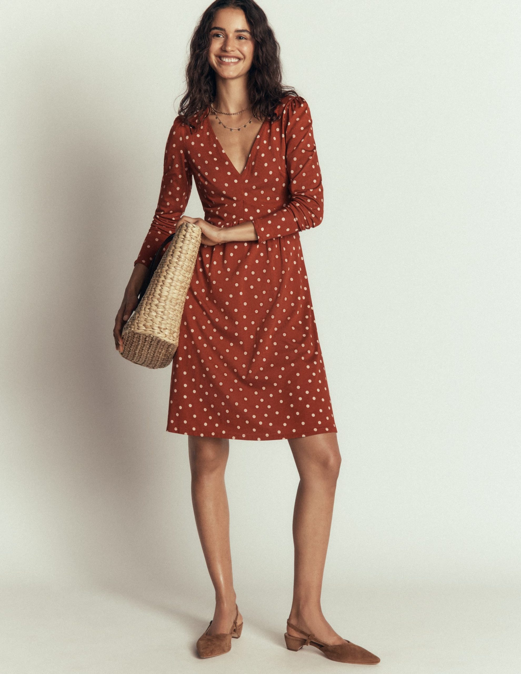 Briony Jersey Short Dress-Arabian Spice. Boden Spot
