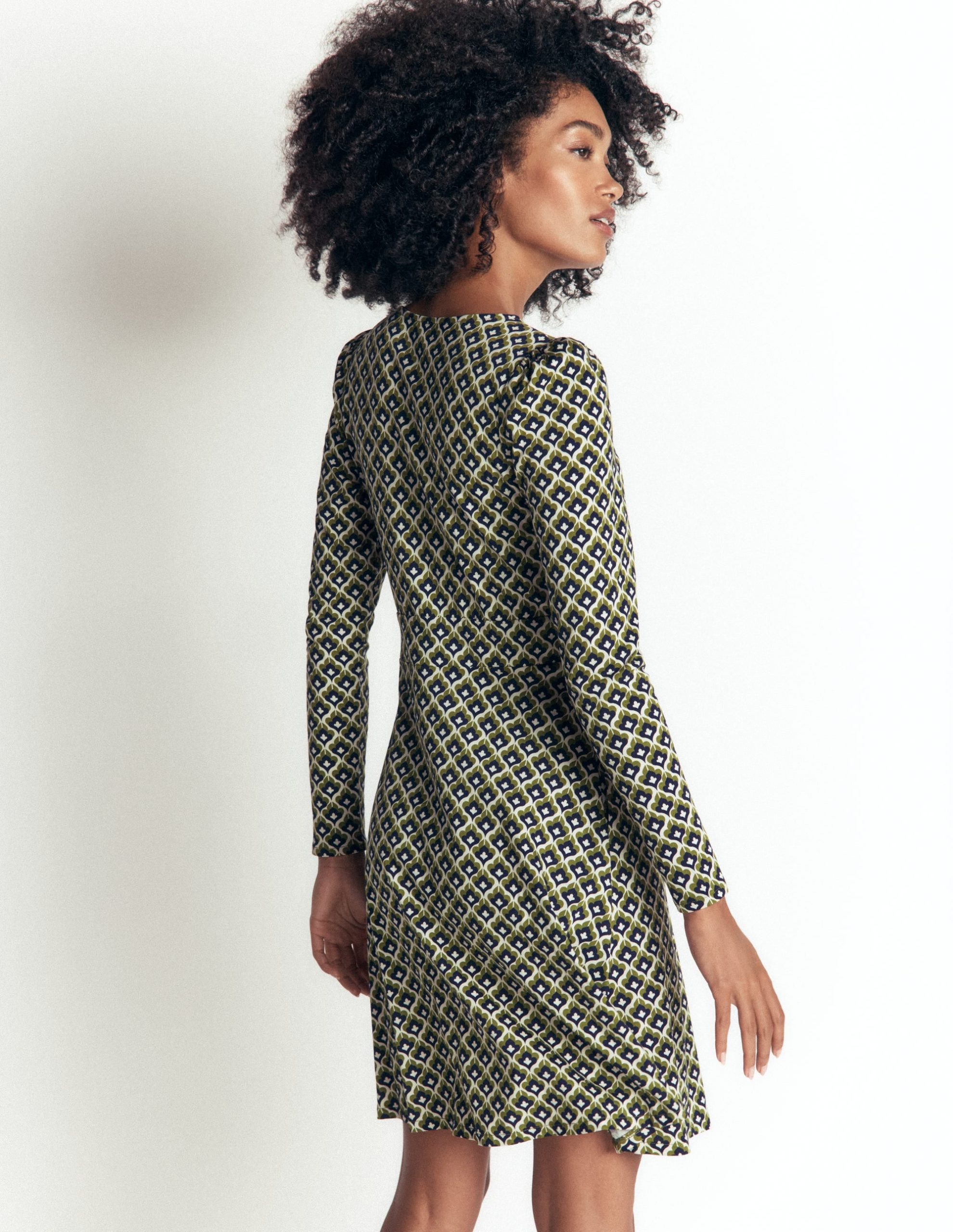 Briony Jersey Short Dress-French Navy. Geo Party - Image 3