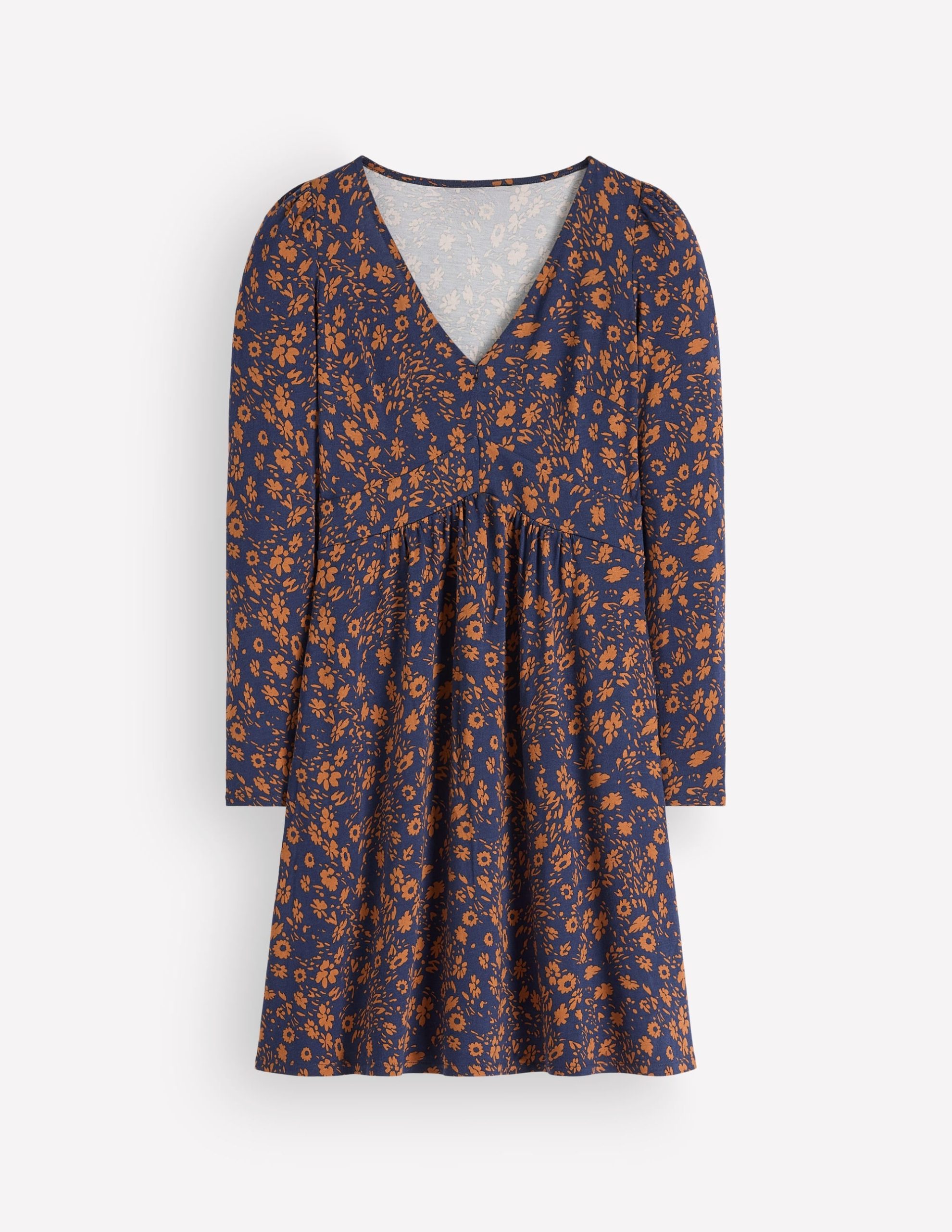 Briony Jersey Short Dress-French Navy. Scattered Flora - Image 6