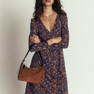 Briony Jersey Short Dress-French Navy. Scattered Flora