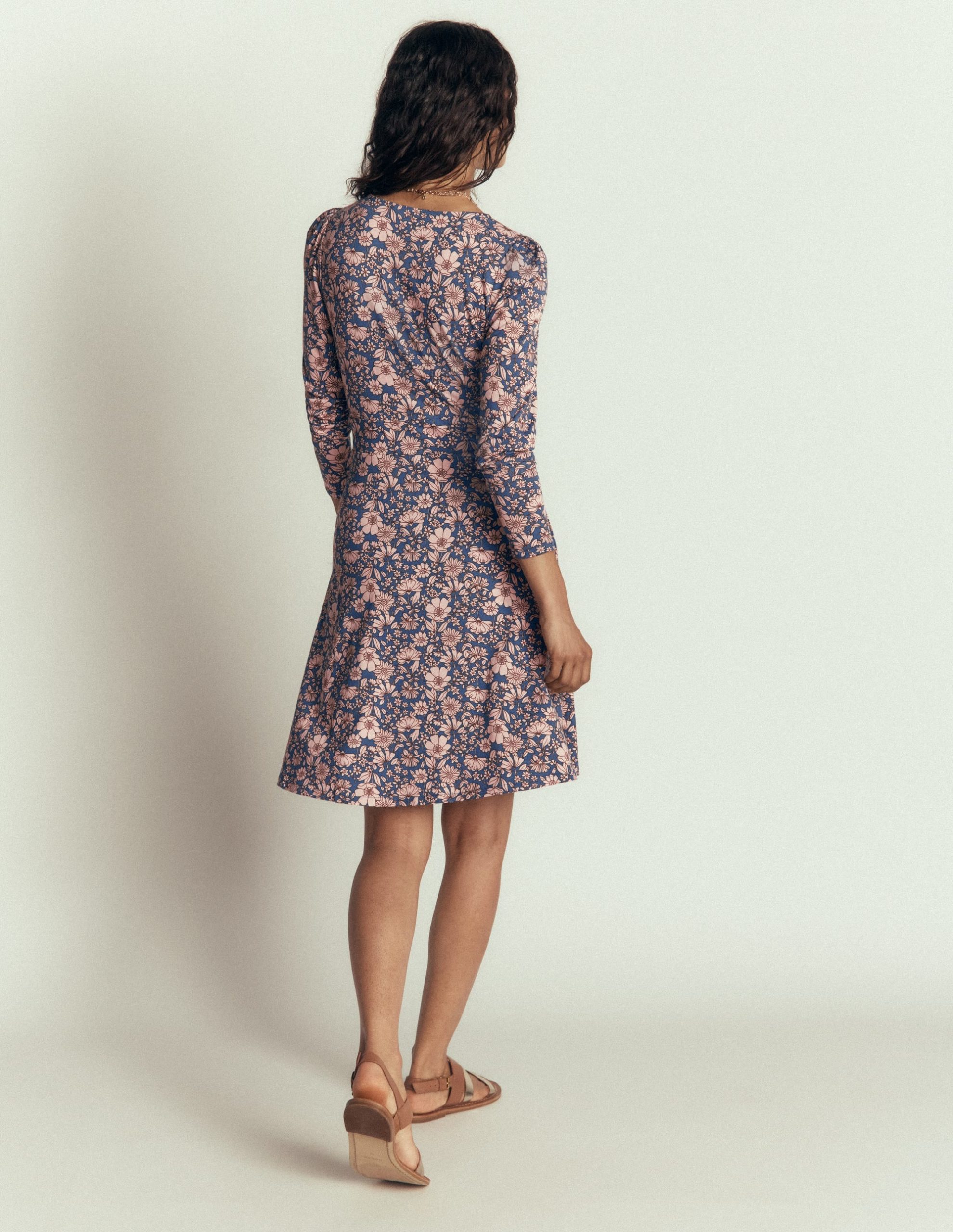 Briony Jersey Short Dress-Ballet Slipper. Floral Field - Image 3