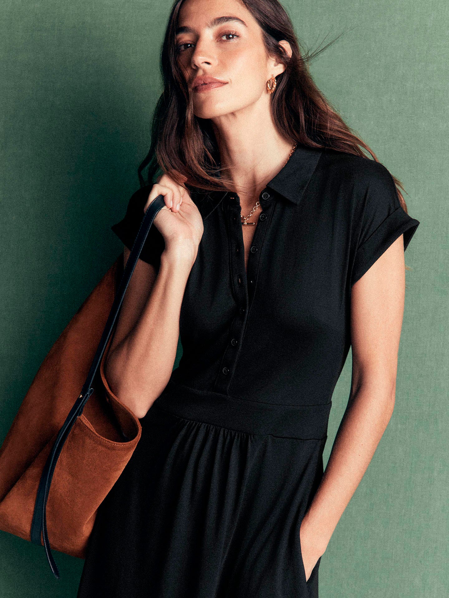 Fae Jersey Shirt Dress-Black - Image 2