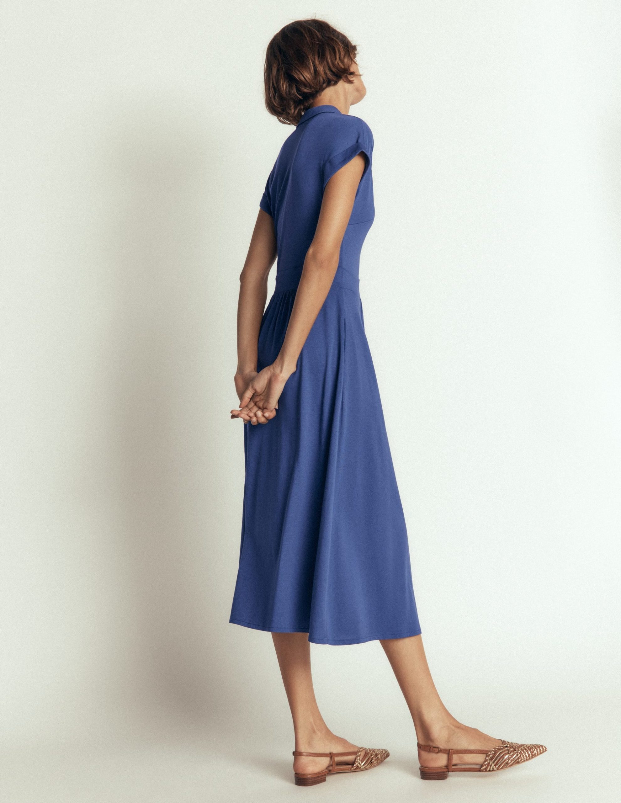 Fae Jersey Shirt Dress-Denim Blue - Image 4