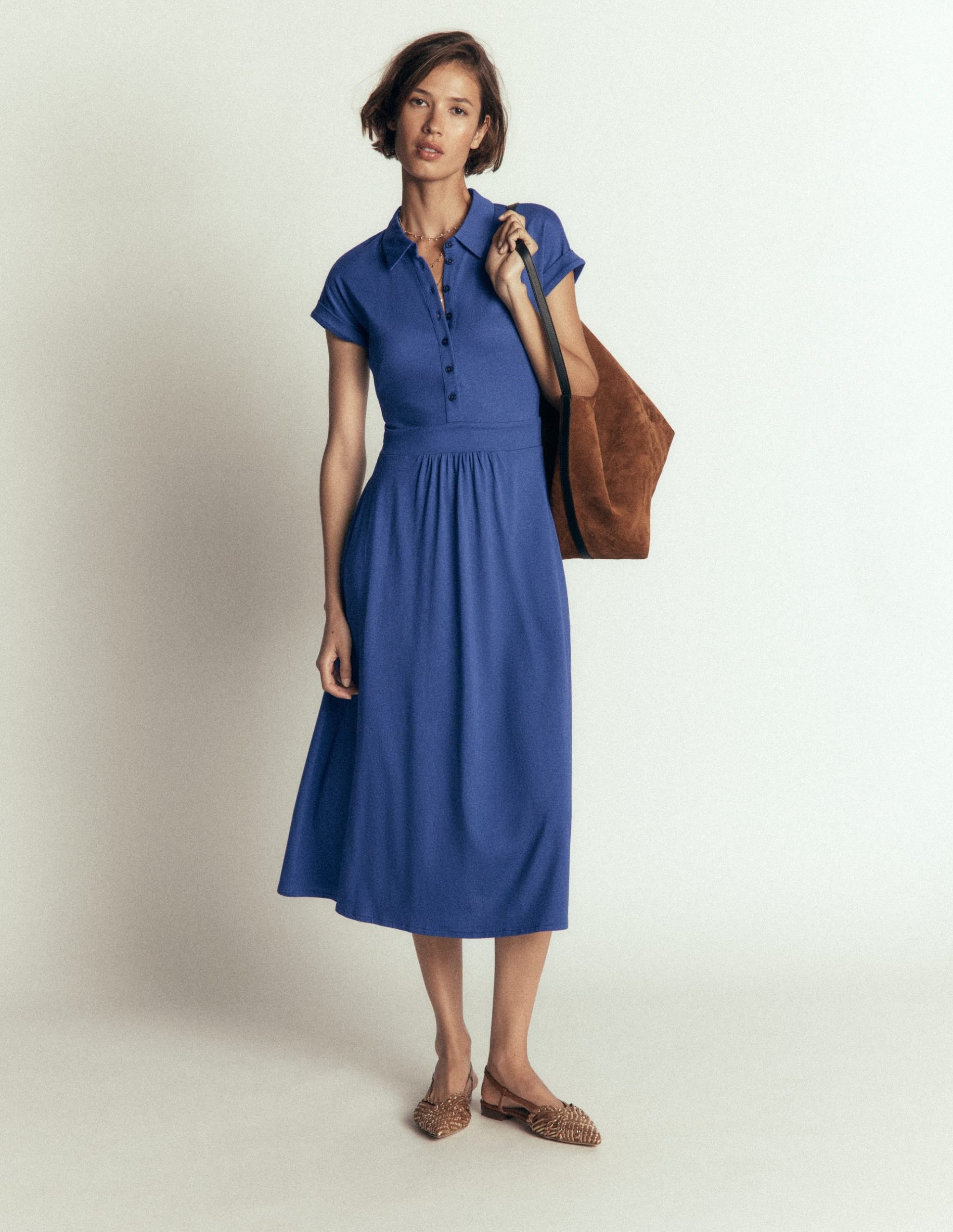 Fae Jersey Shirt Dress-Denim Blue - Image 5