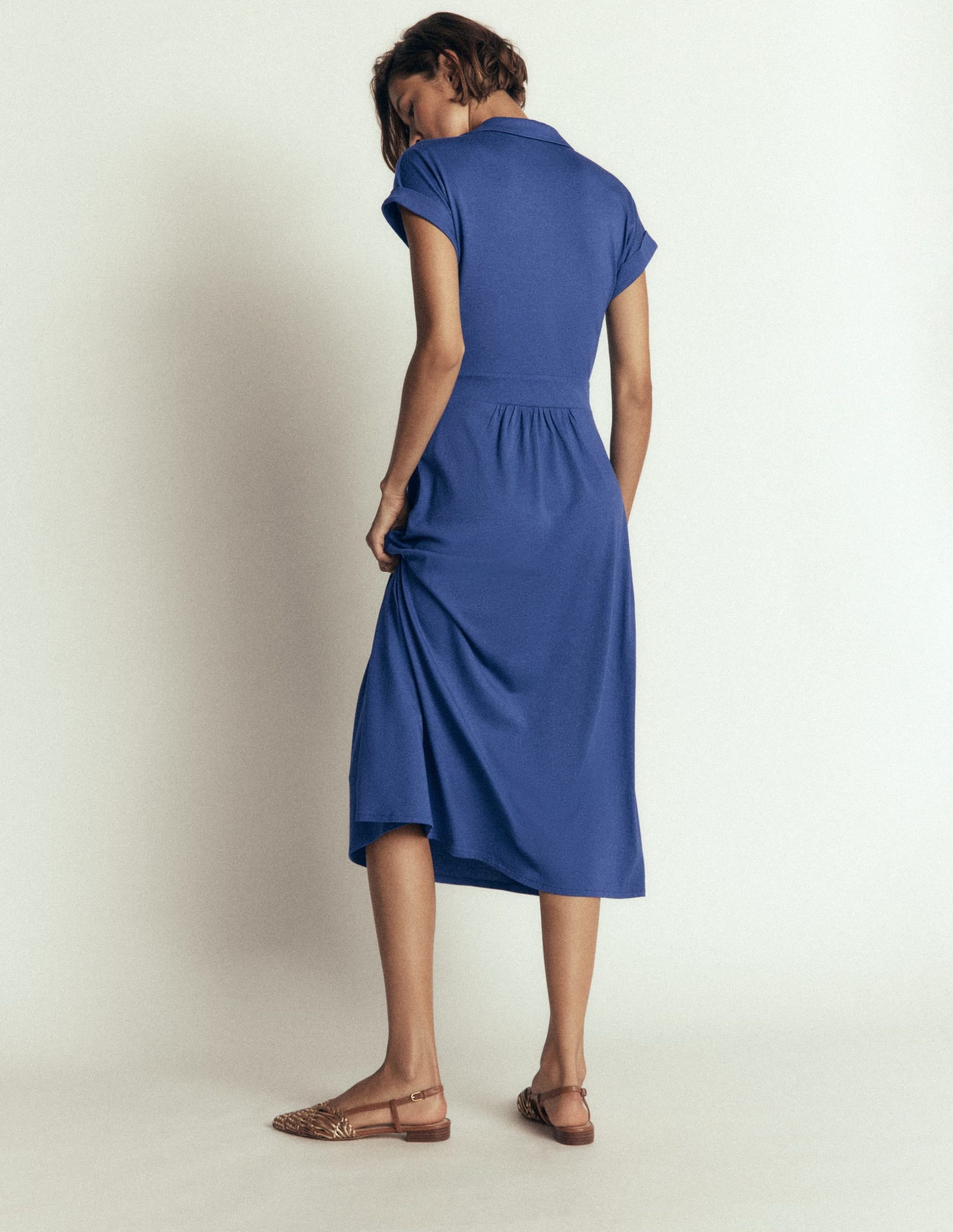 Fae Jersey Shirt Dress-Denim Blue - Image 6