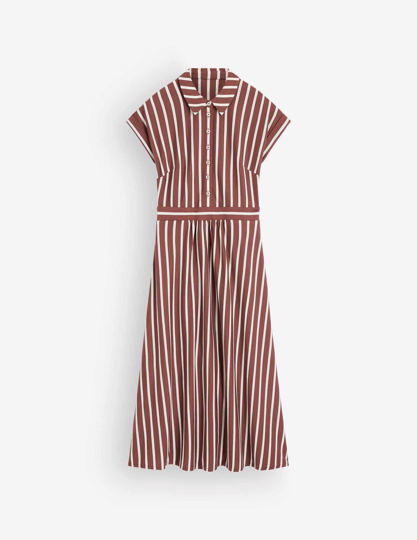 Fae Jersey Shirt Dress-Brown Stripe - Image 8
