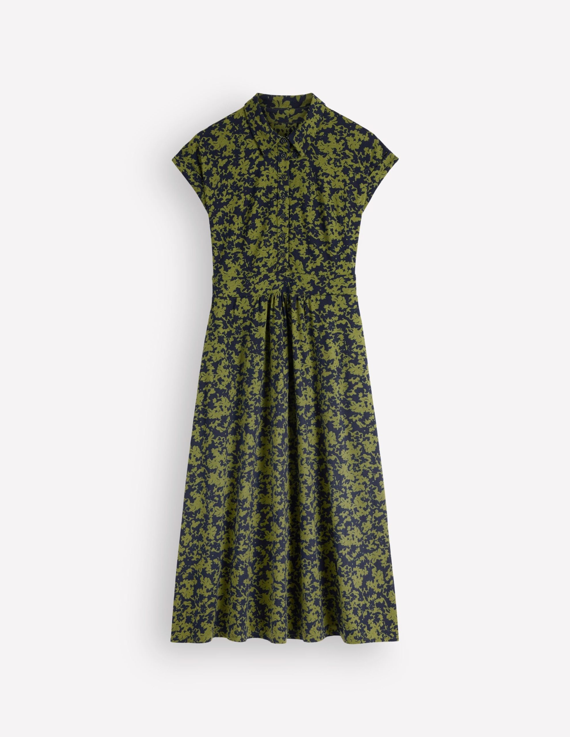 Fae Jersey Shirt Dress-Forest Green. Sprayed Leaf - Image 6