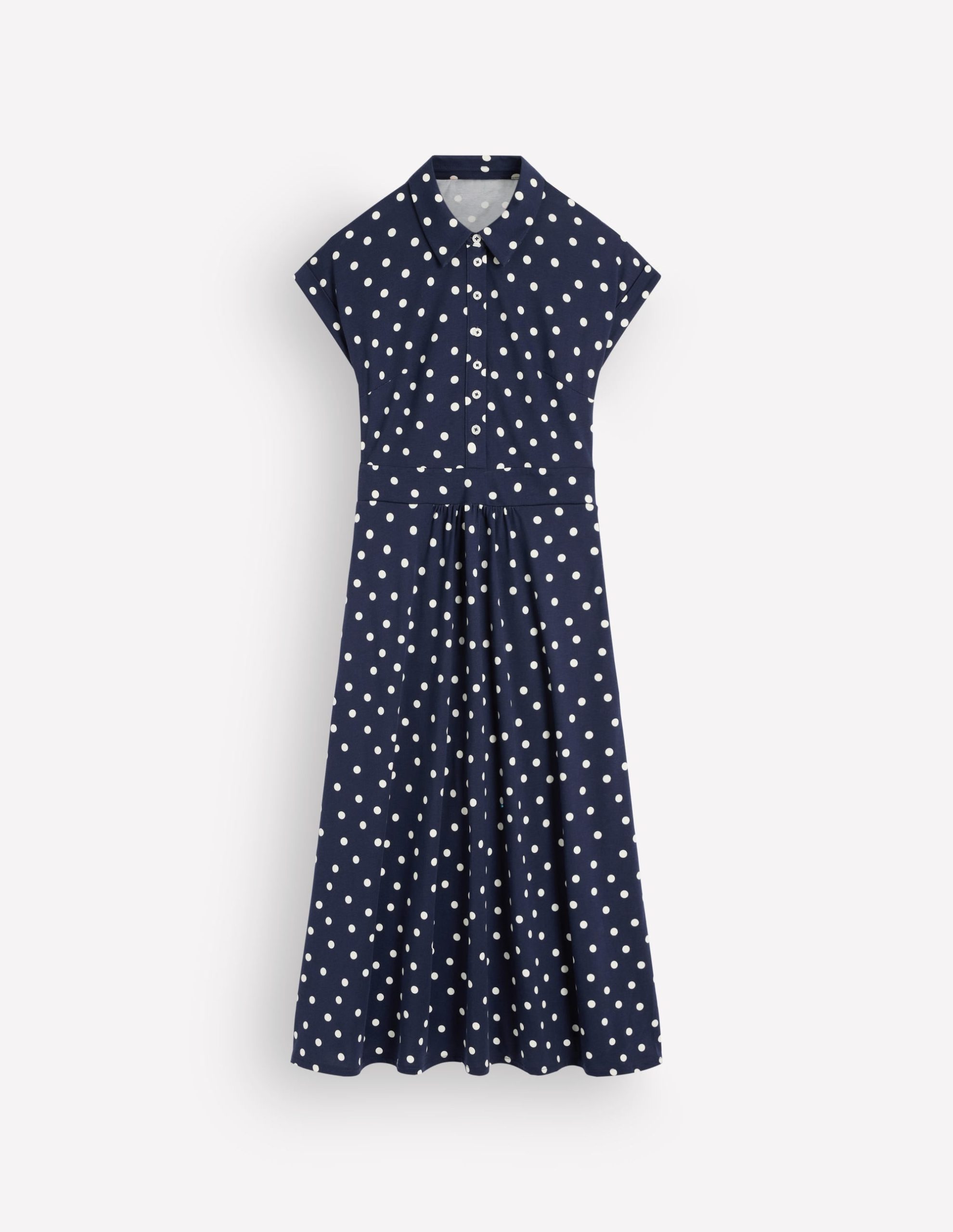 Fae Jersey Shirt Dress-French Navy. Boden Dot Spaced - Image 5