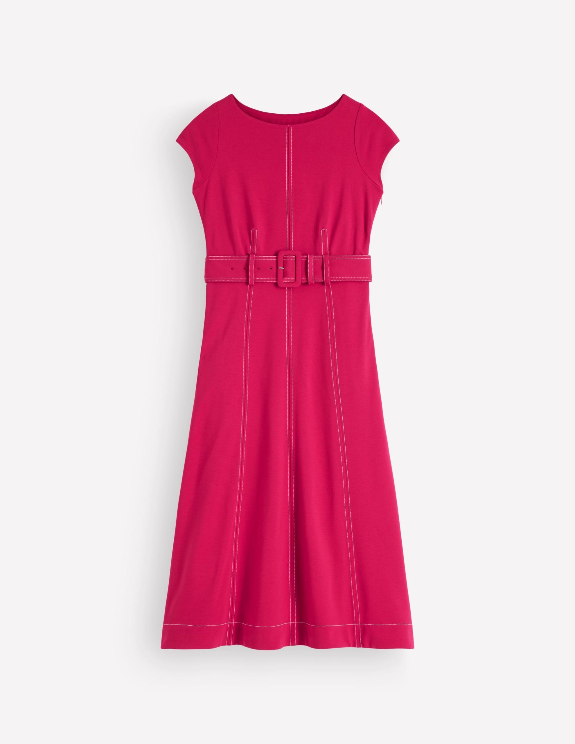 Topstitch Ponte Midi Dress-Pomegranate - Image 5