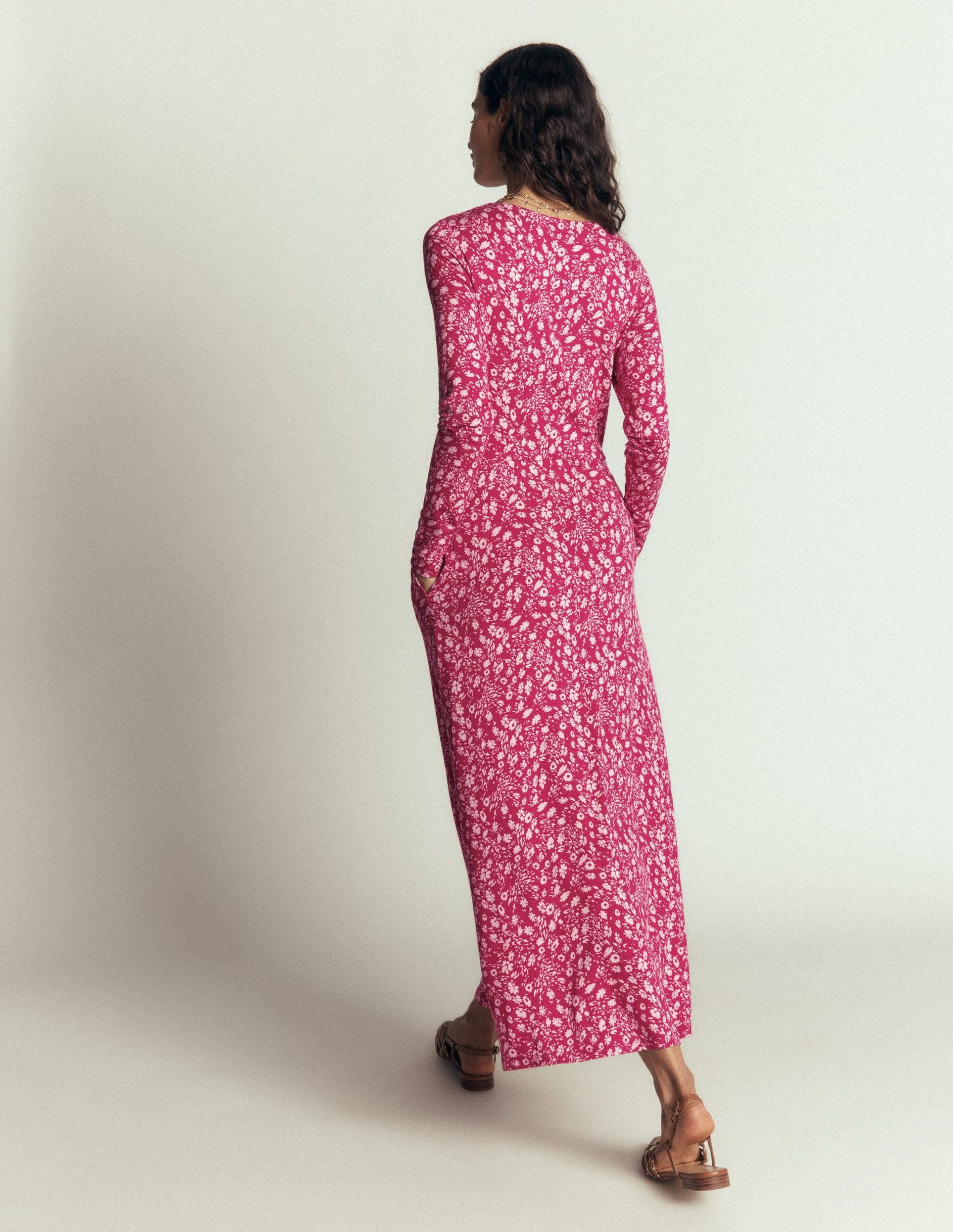 Jasmine Ruched Jersey Dress-Sweet Cherry. Scattered Flora - Image 4