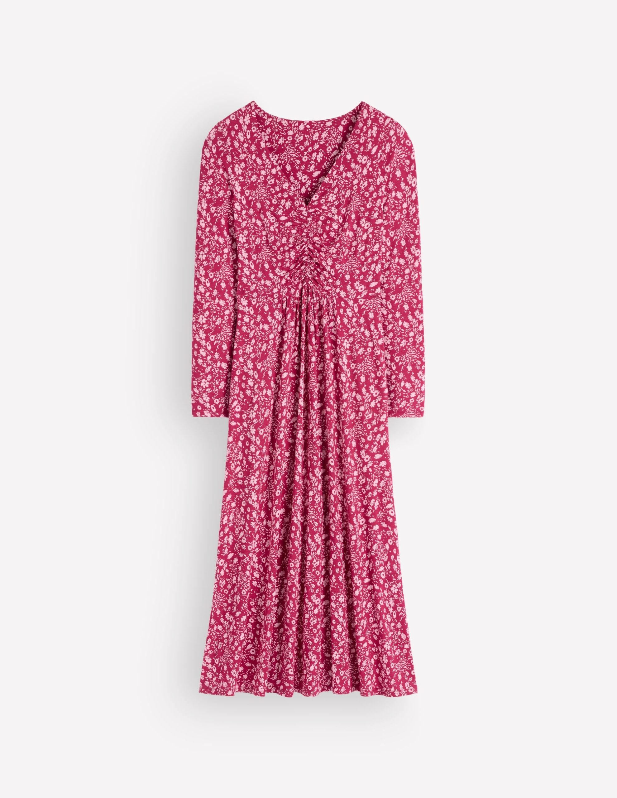 Jasmine Ruched Jersey Dress-Sweet Cherry. Scattered Flora - Image 7