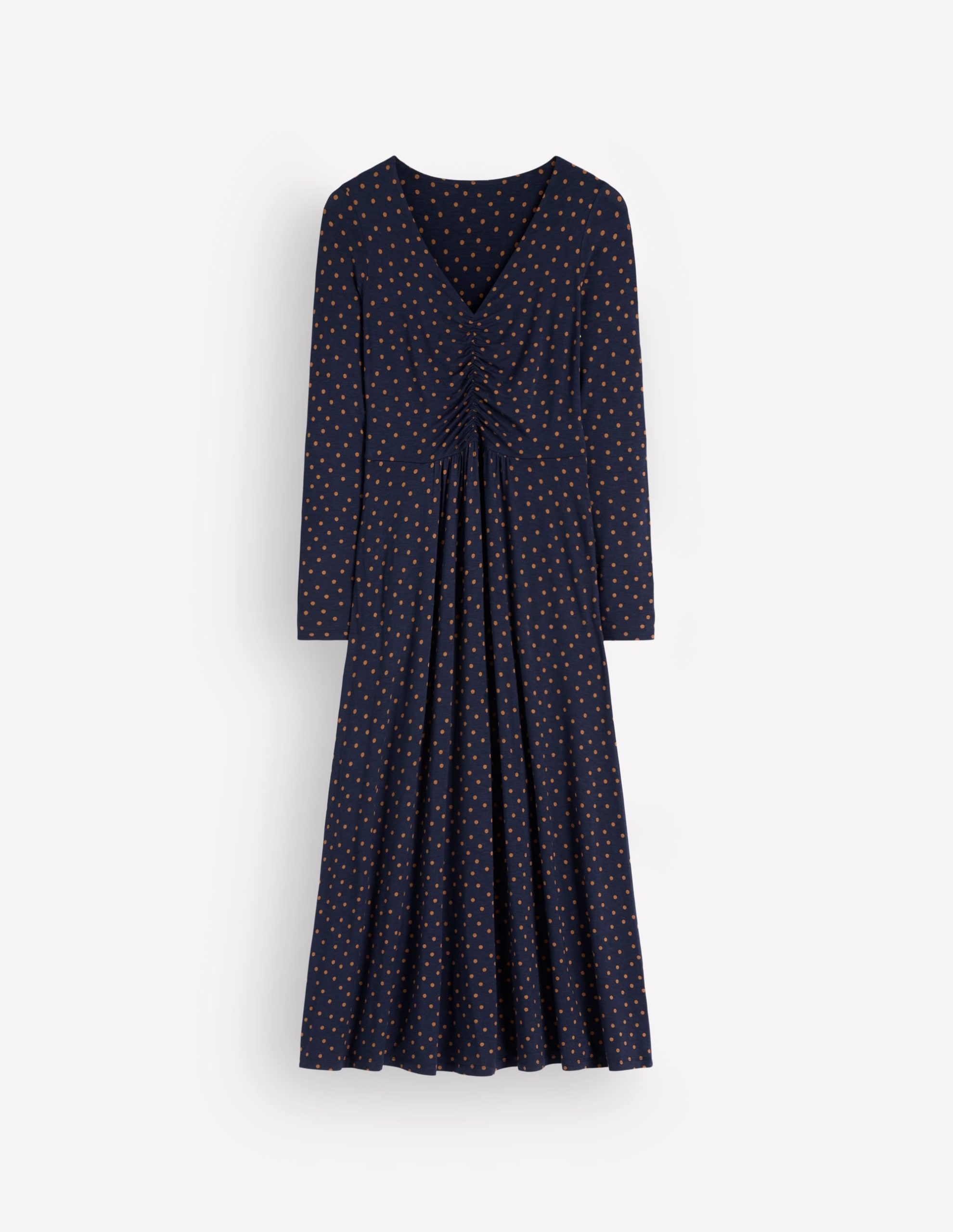 Jasmine Ruched Jersey Dress-French Navy. Painted Dot Space - Image 6