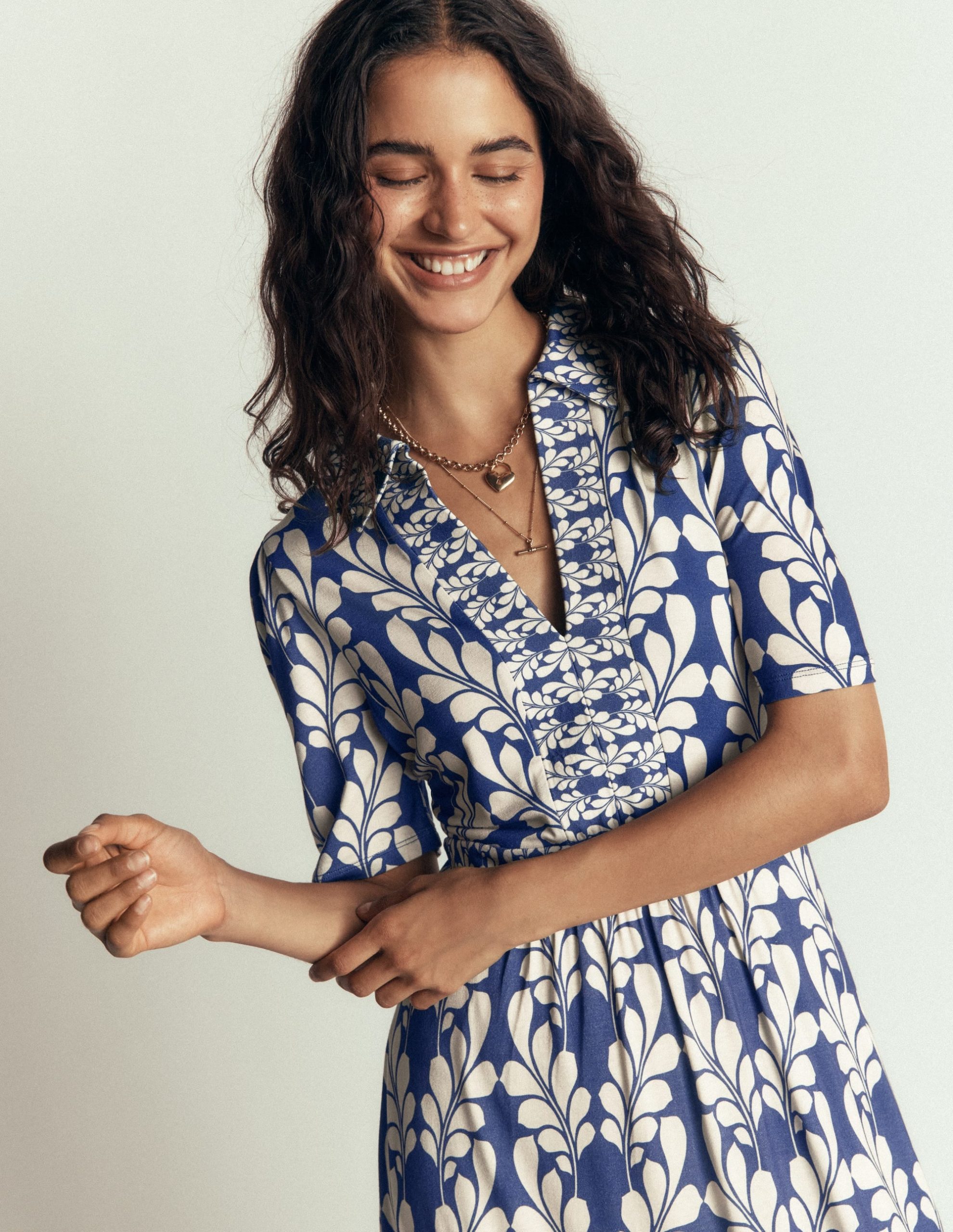 Heidi Jersey Midi Tea Dress-Denim Blue. Delicate Trail - Image 2
