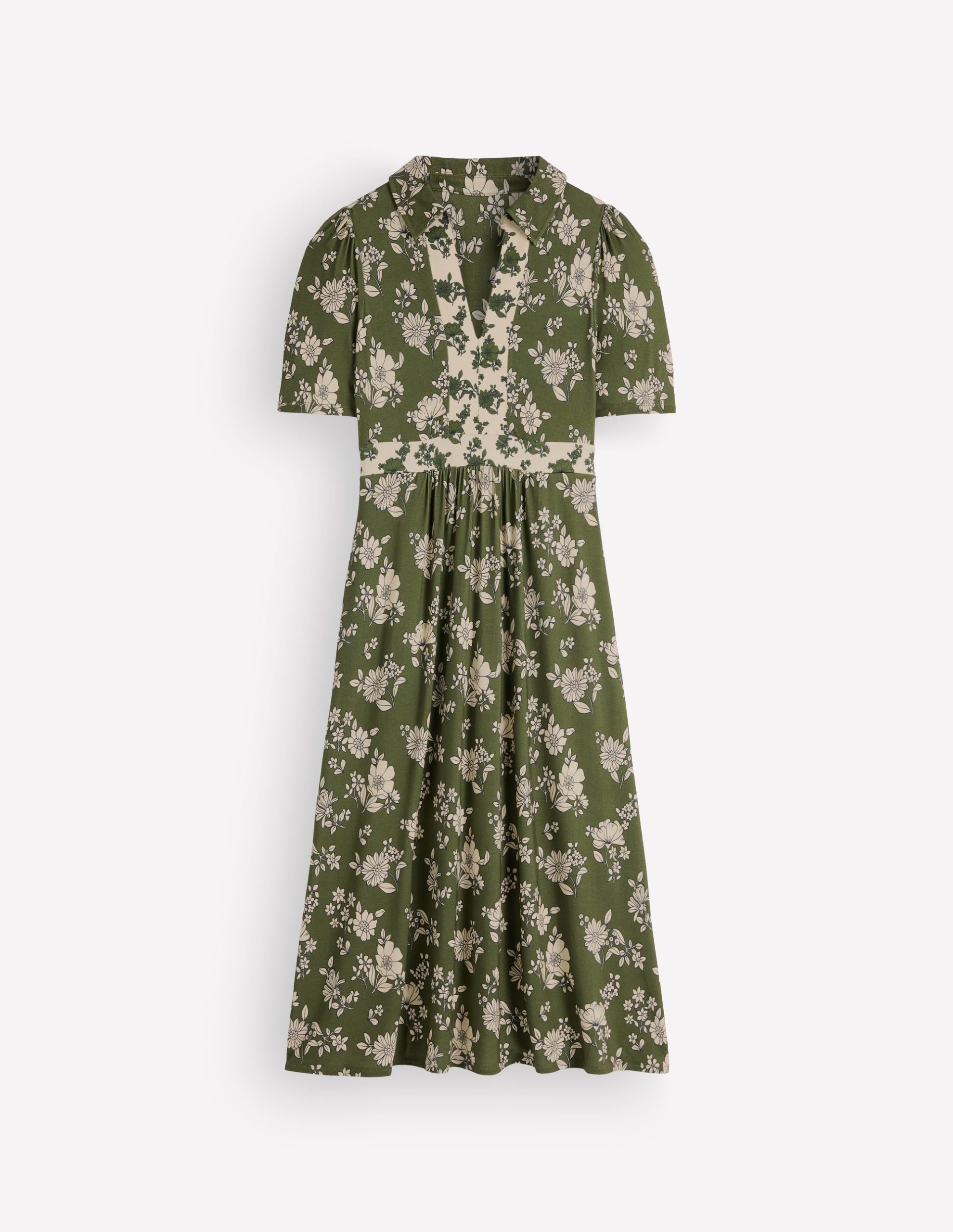 Heidi Jersey Midi Tea Dress-Olive. Floral Field Spaced - Image 7