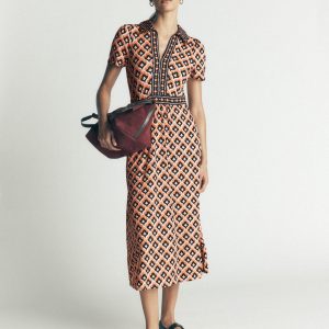 Heidi Jersey Midi Tea Dress-Almond Milk. Geo