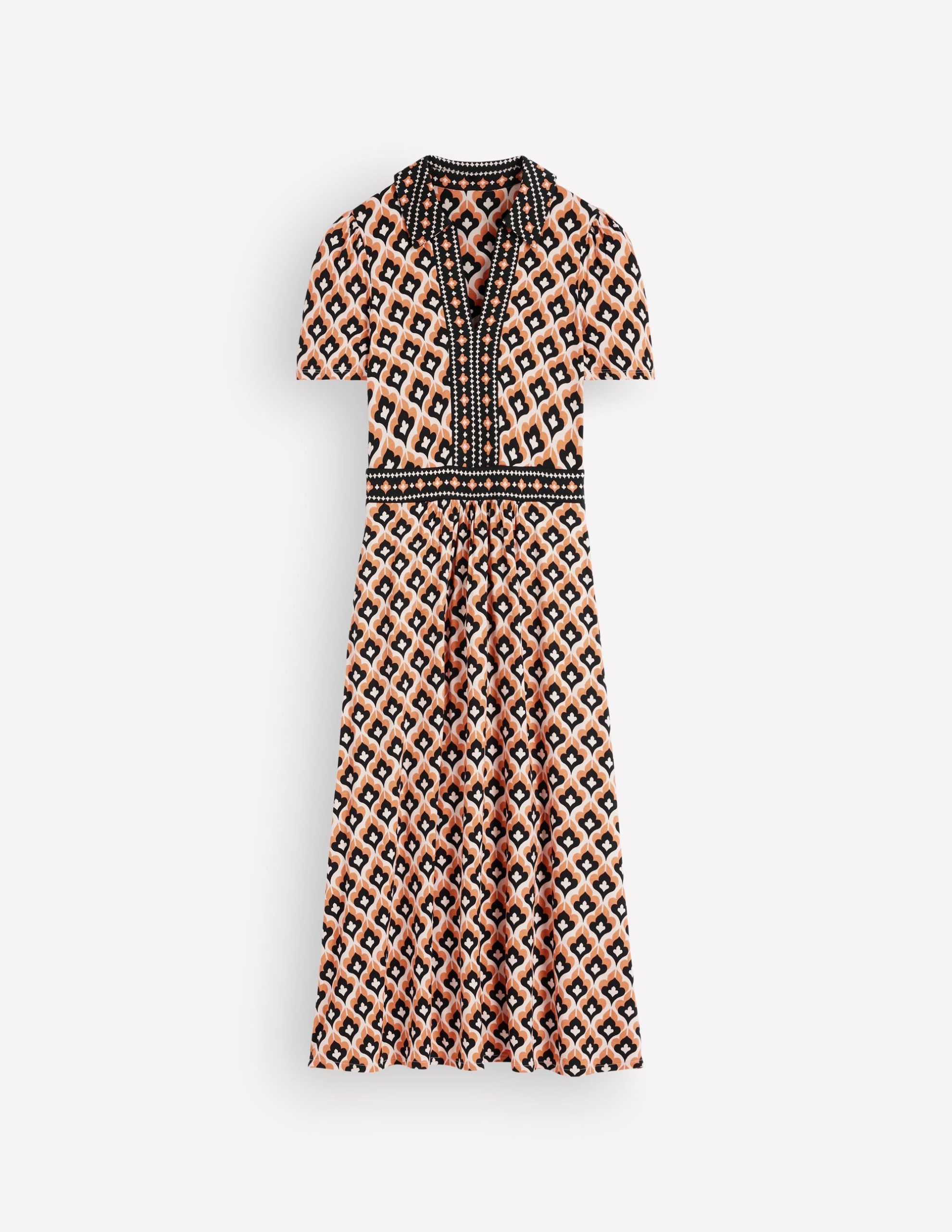 Heidi Jersey Midi Tea Dress-Almond Milk. Geo - Image 7