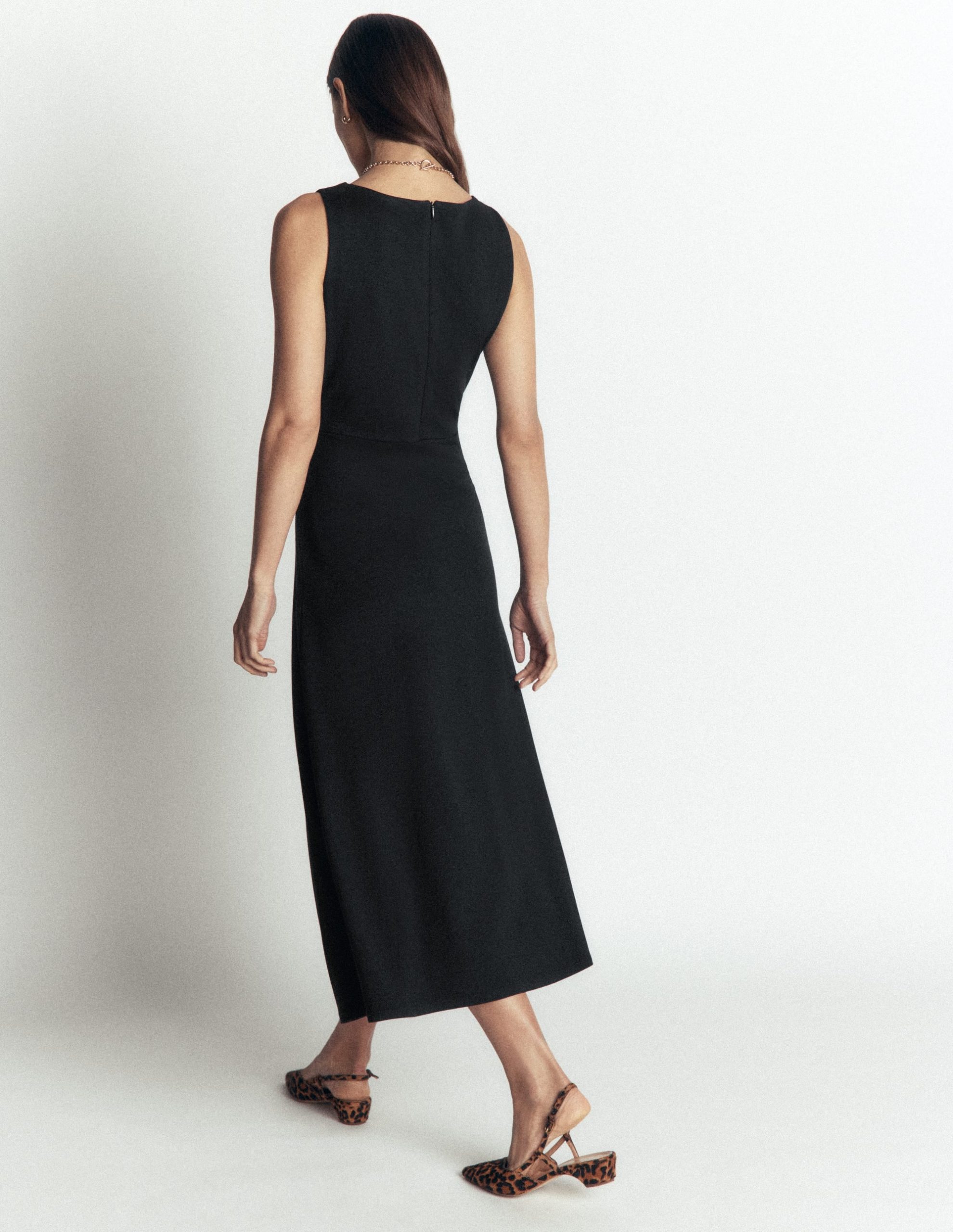 Asymetric Ponte Midi Dress-Black - Image 3