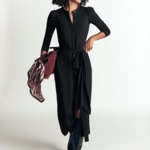Honor Column Jersey Midi Dress-Black