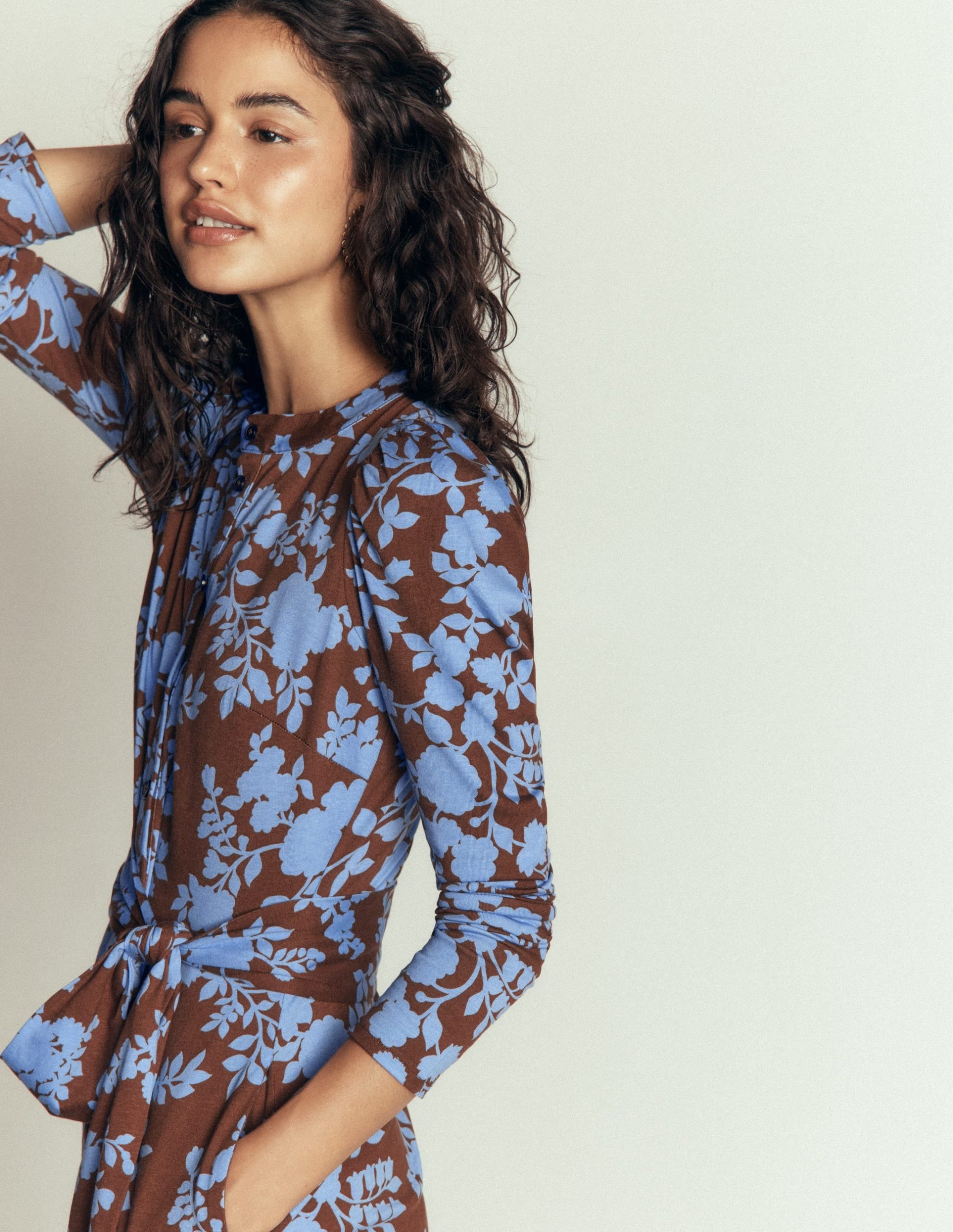 Honor Column Jersey Midi Dress-Raw Umber. Bouquet Breeze - Image 5