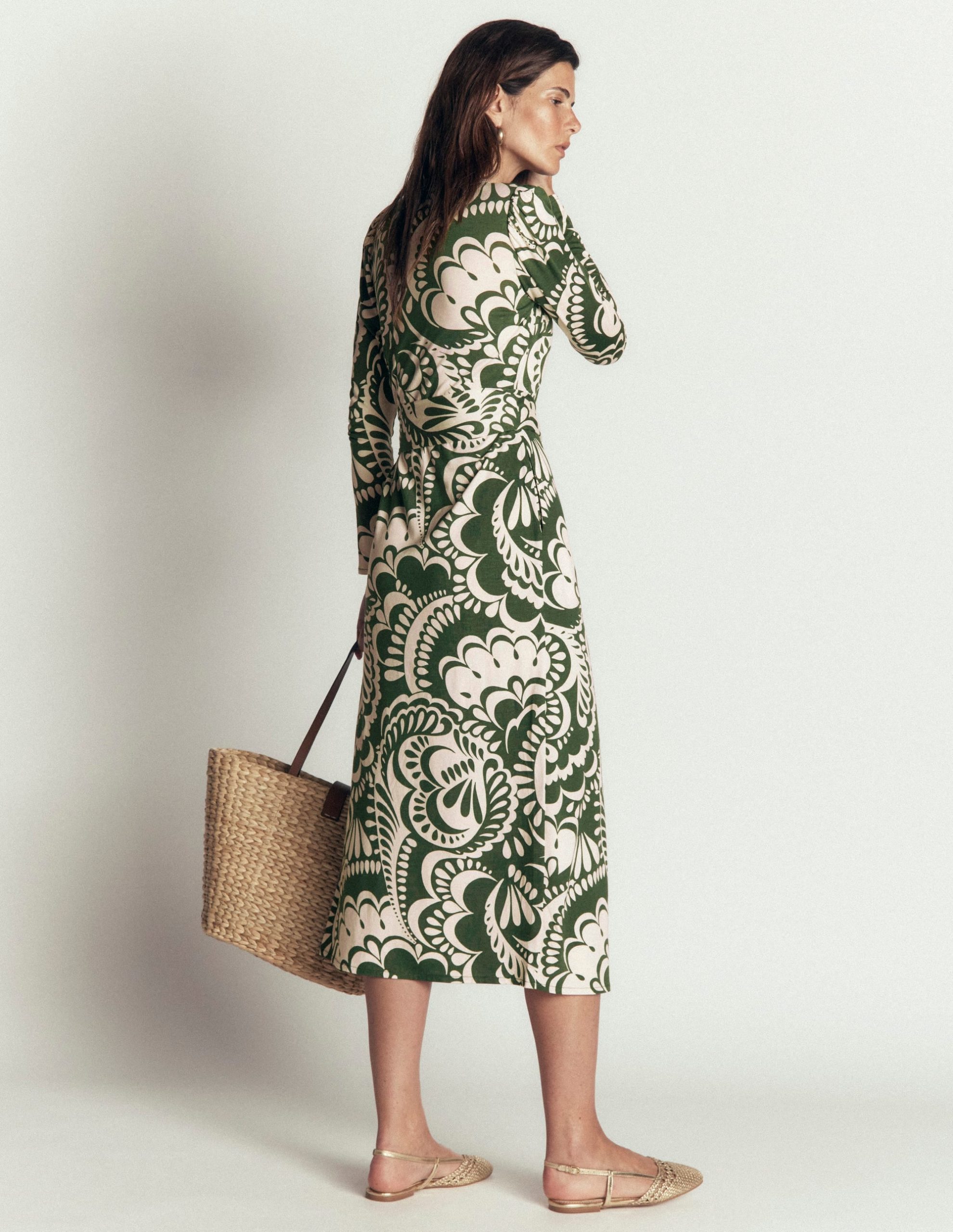 Honor Column Jersey Midi Dress-Chive. Flourishing Medley - Image 3