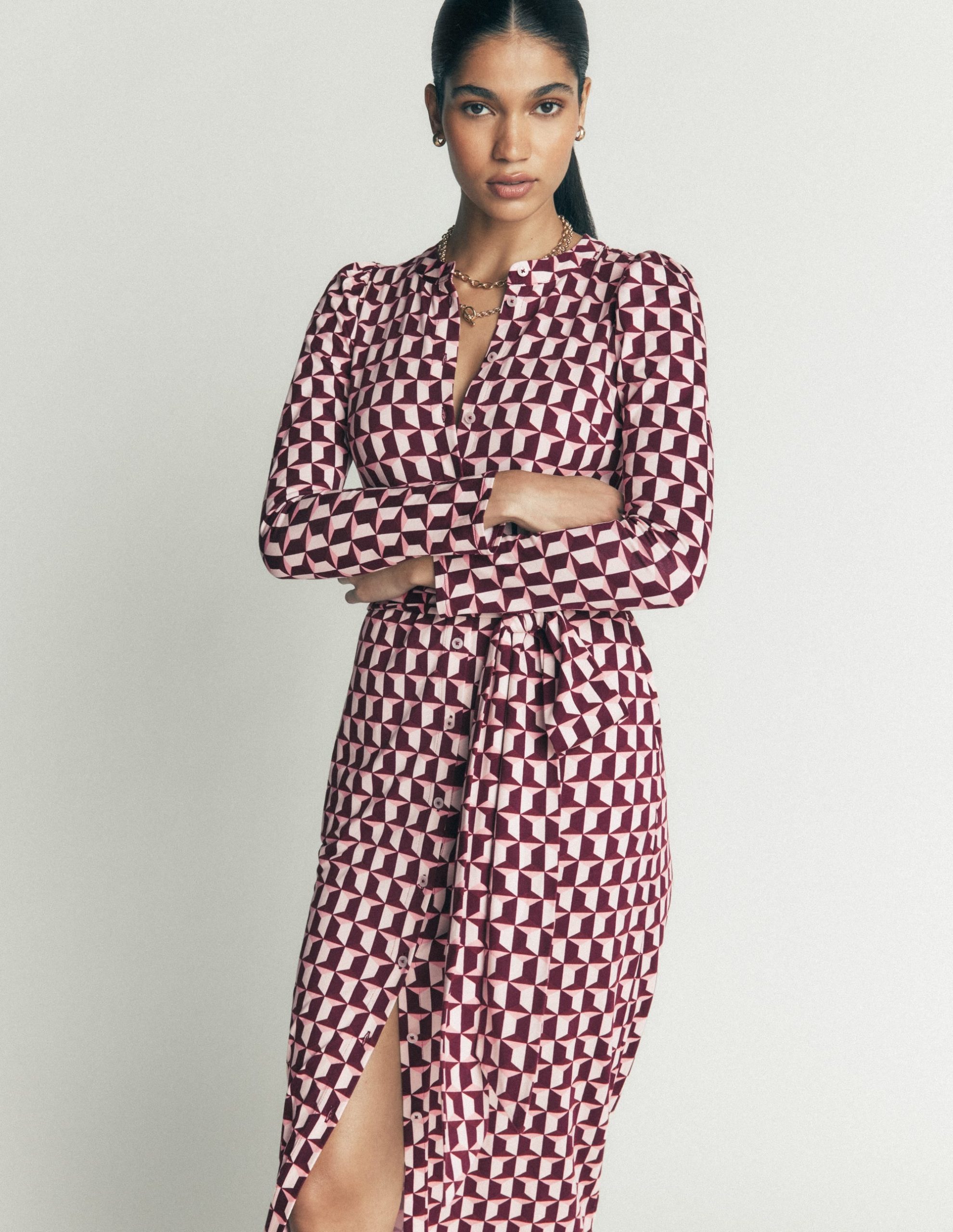 Honor Column Jersey Midi Dress-Deep Wisteria. Blocked Geo - Image 5