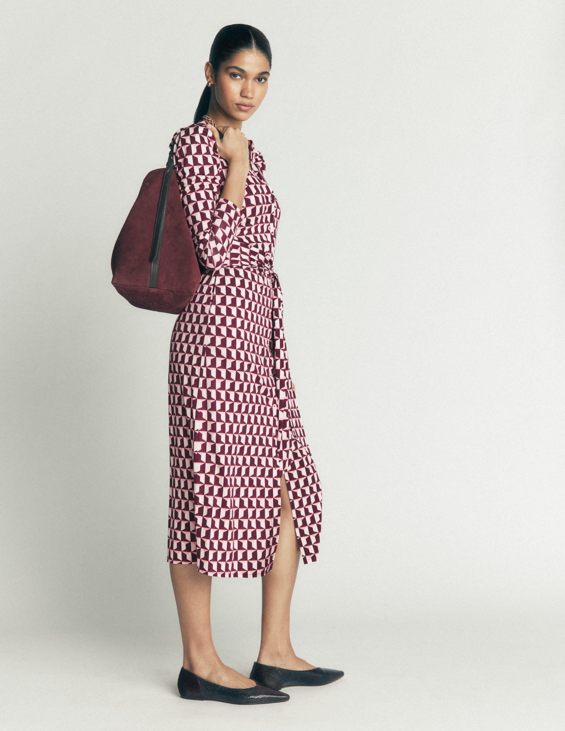 Honor Column Jersey Midi Dress-Deep Wisteria. Blocked Geo - Image 6